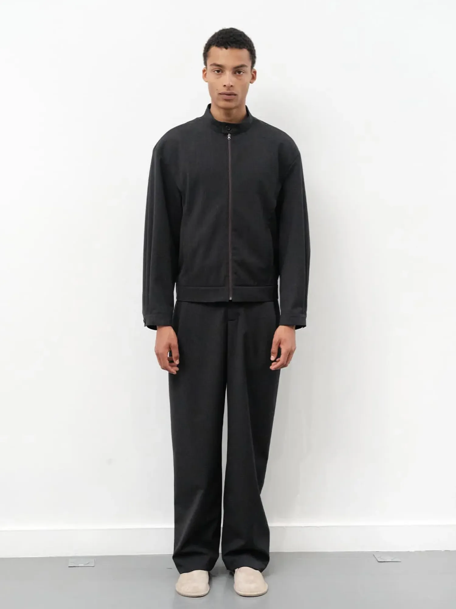 Куртка AMOMENTO Wool Stripe Zip-Up Black