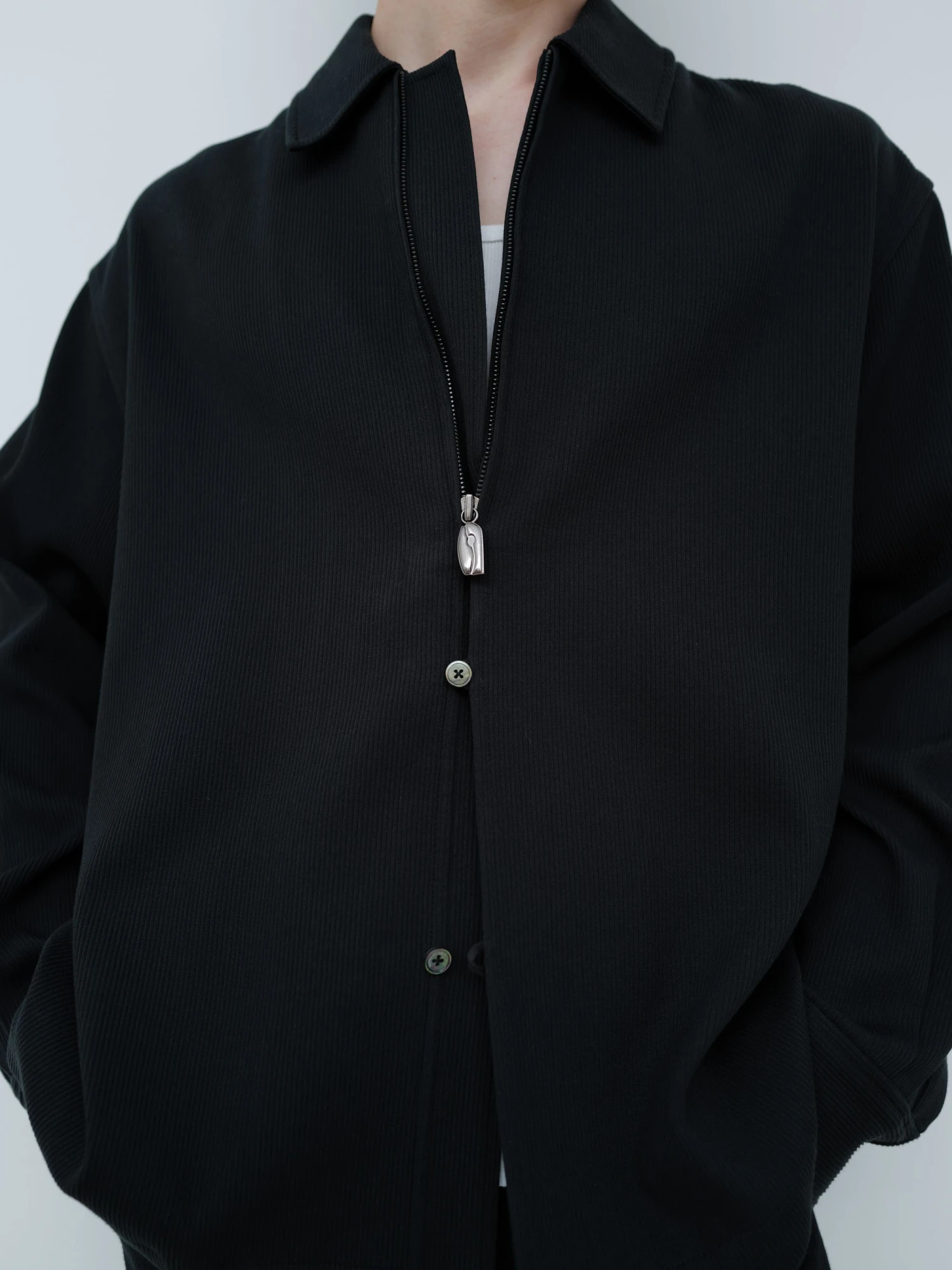 Рубашка LE17SEPTEMBRE Zip and Button Front Black