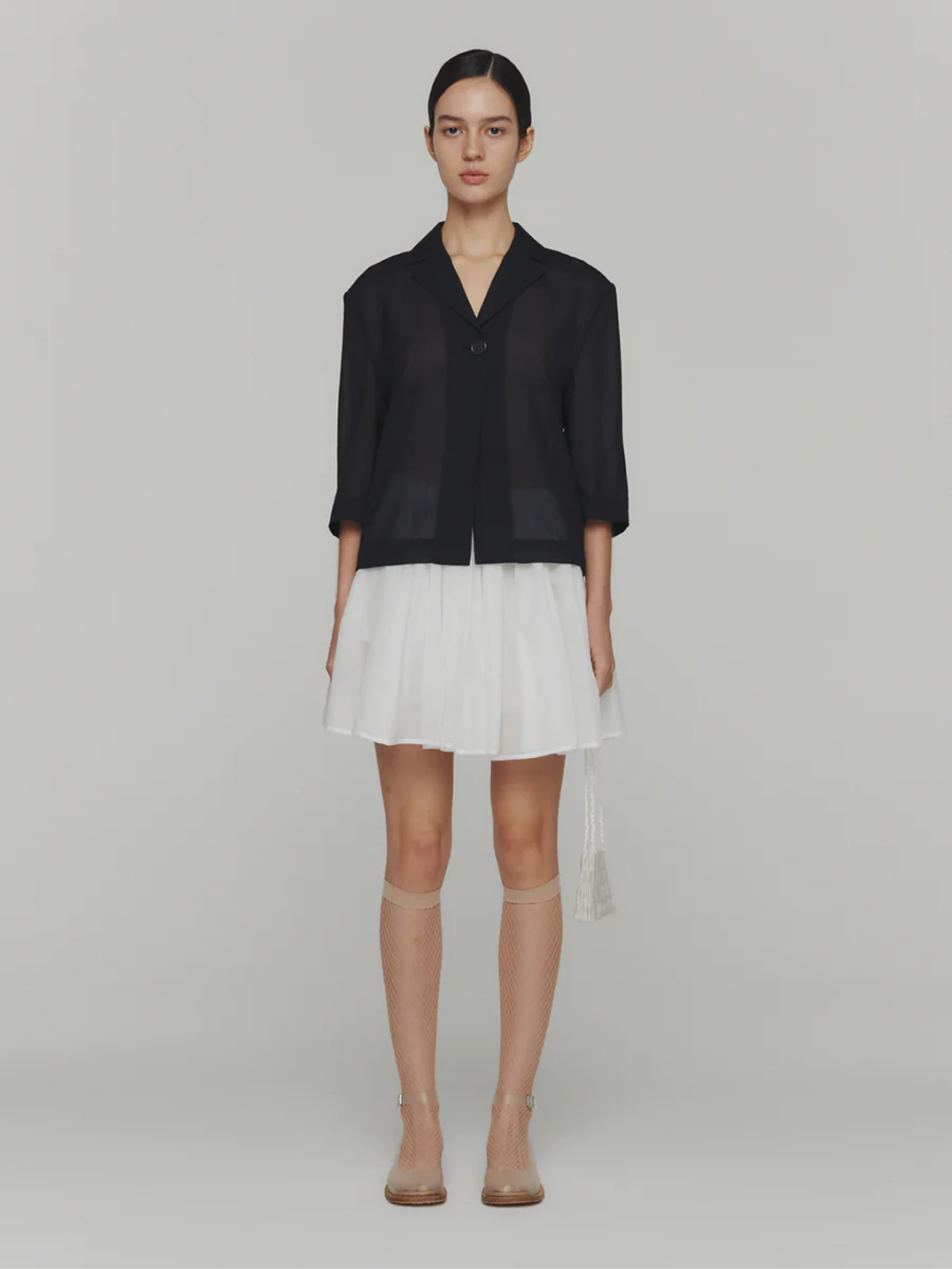 Женский пиджак AMOMENTO Sheer Crop Jacket Black