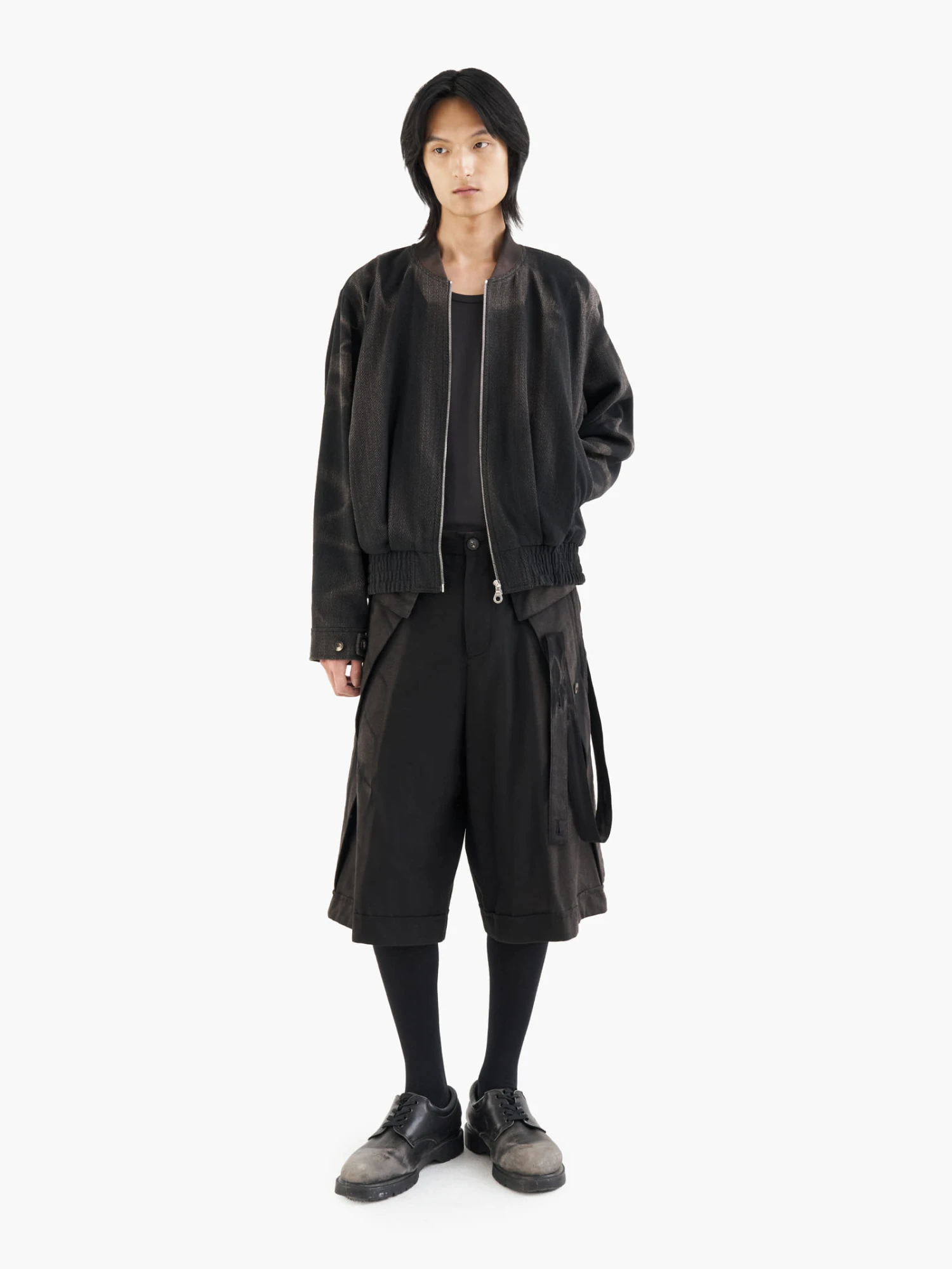 Бомбер JIYONGKIM Sun-Bleached Pleated Black