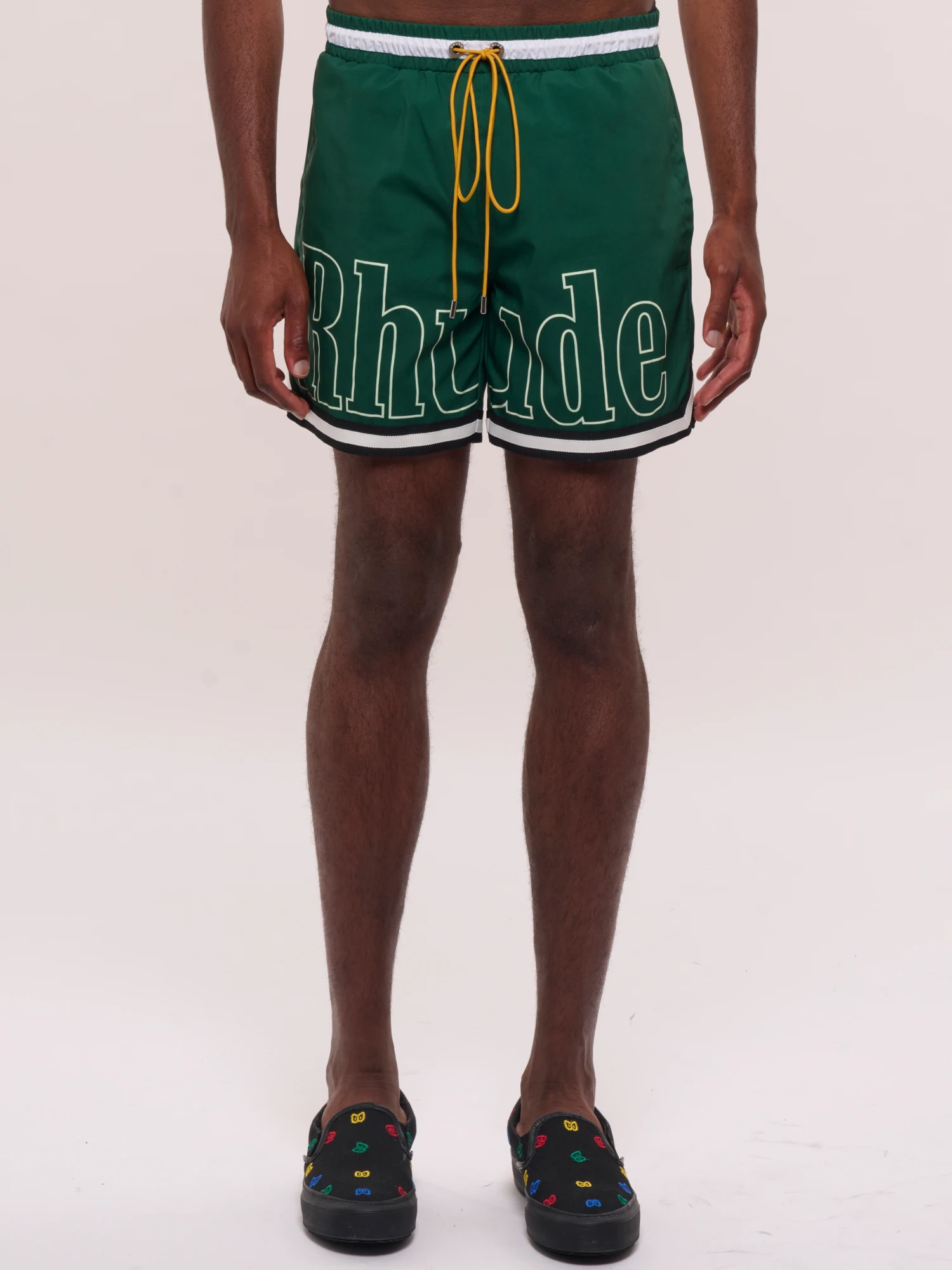 Шорты RHUDE Logo Basketball Swim Forest Green/Black/White