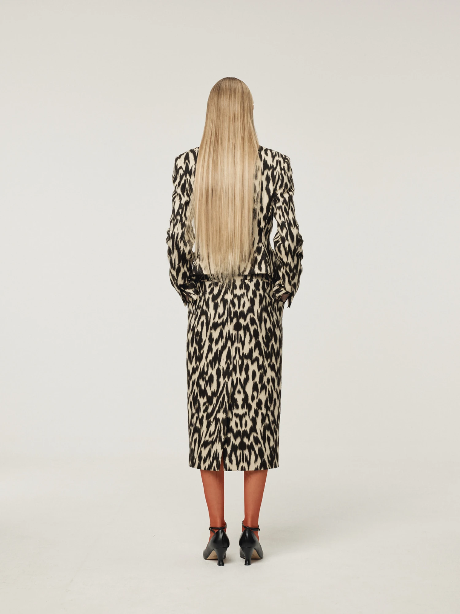 Женская юбка Recto Leopard Wool Midi Dark Brown