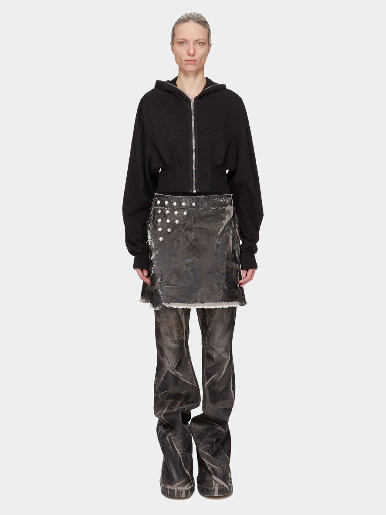 Женская юбка RICK OWENS DRKSHDW Sisysnap Washesd Foil Black