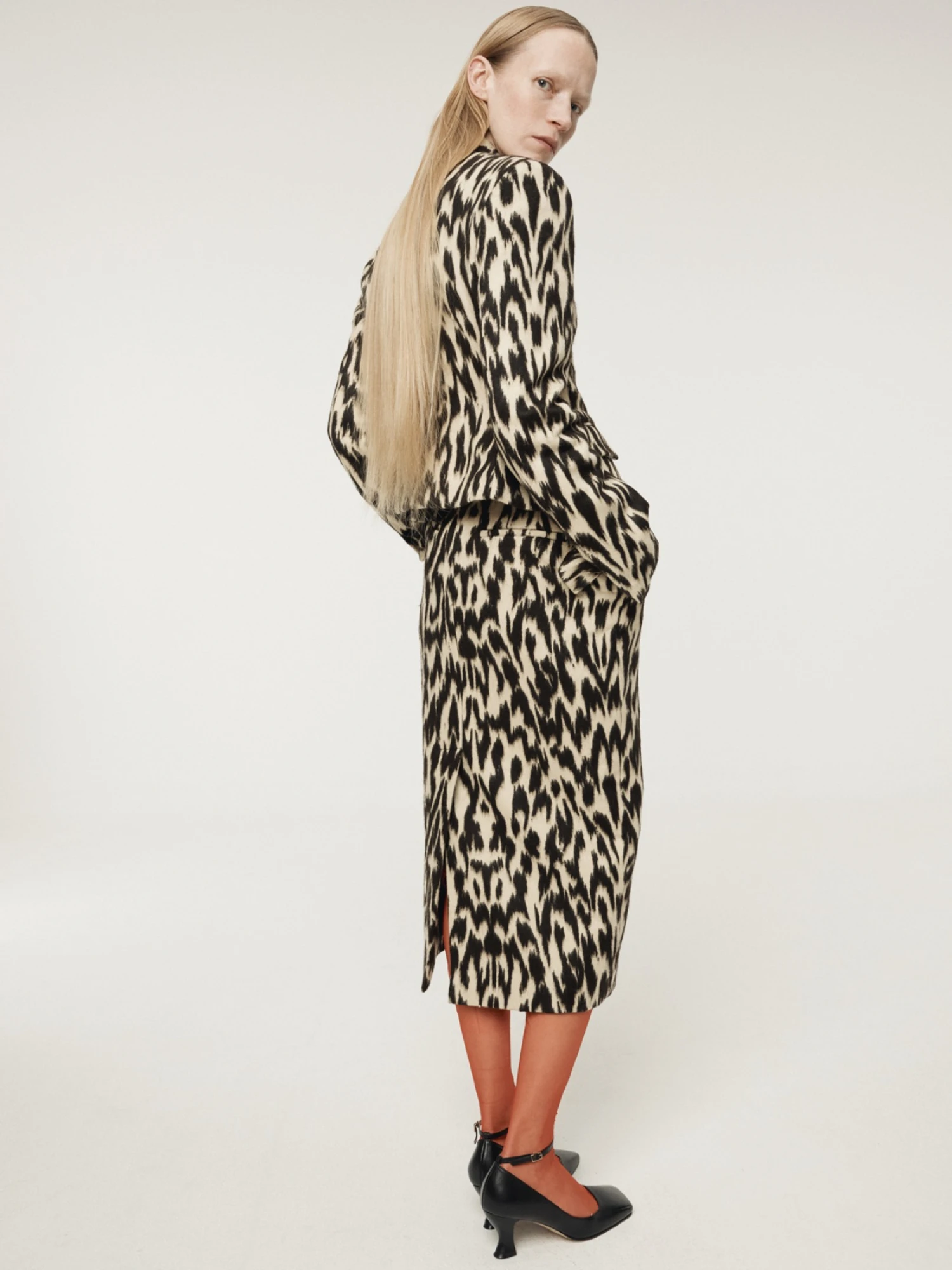 Женская юбка Recto Leopard Wool Midi Dark Brown