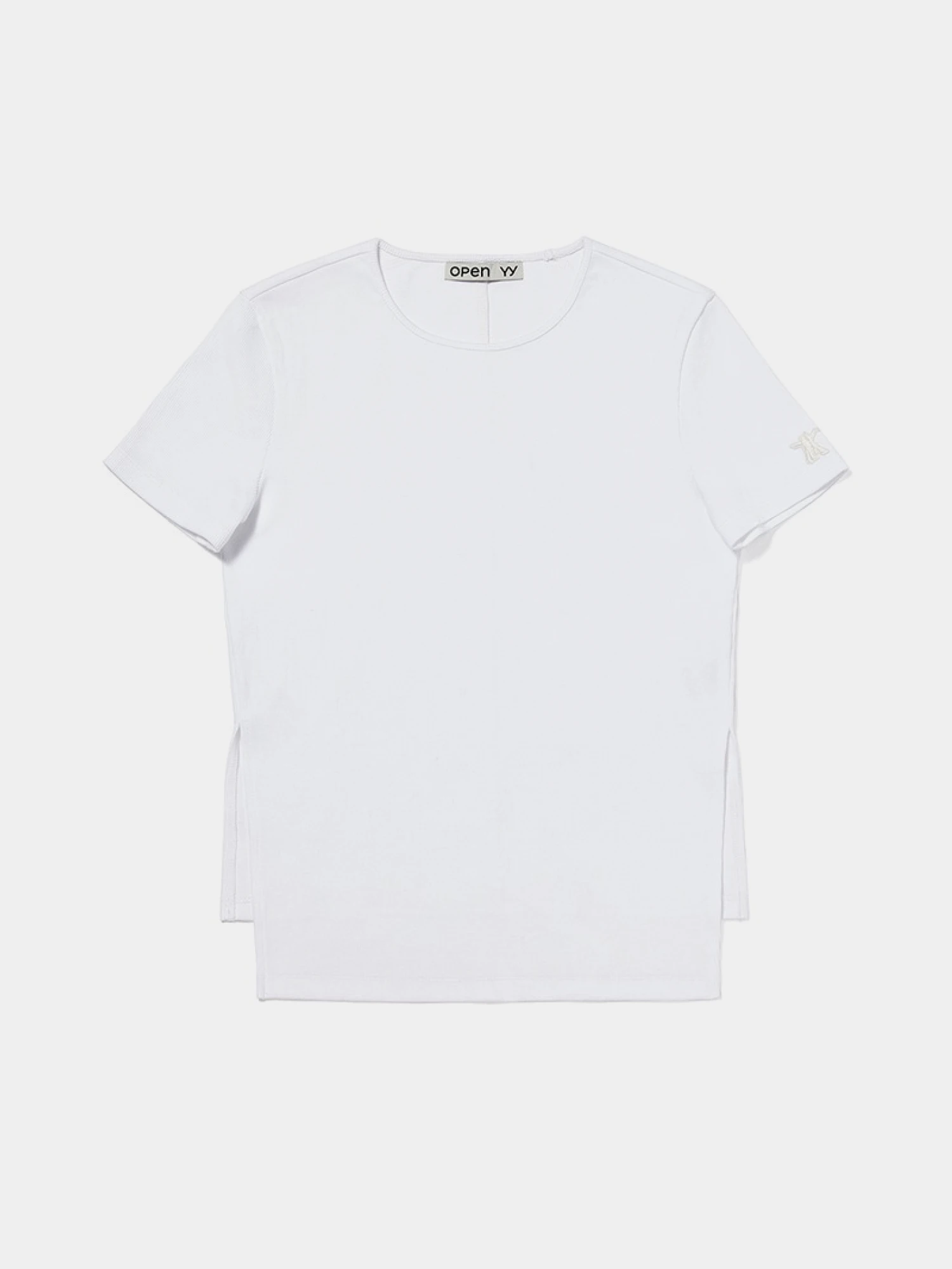 Женская Футболка OPEN YY Ribbed Side Slit Top White