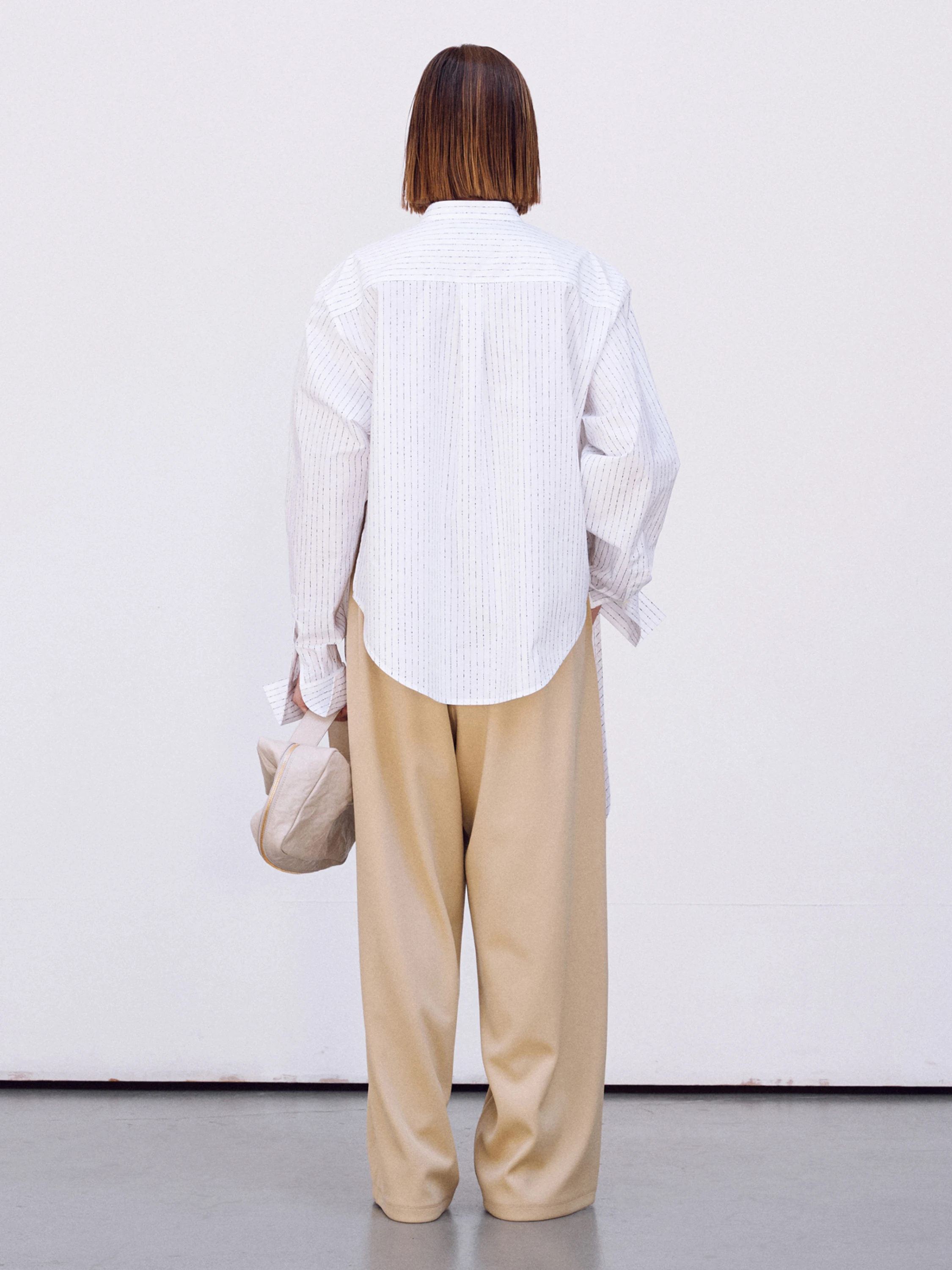Женская рубашка Recto Nep Stripe Unbalanced Length Shirt White