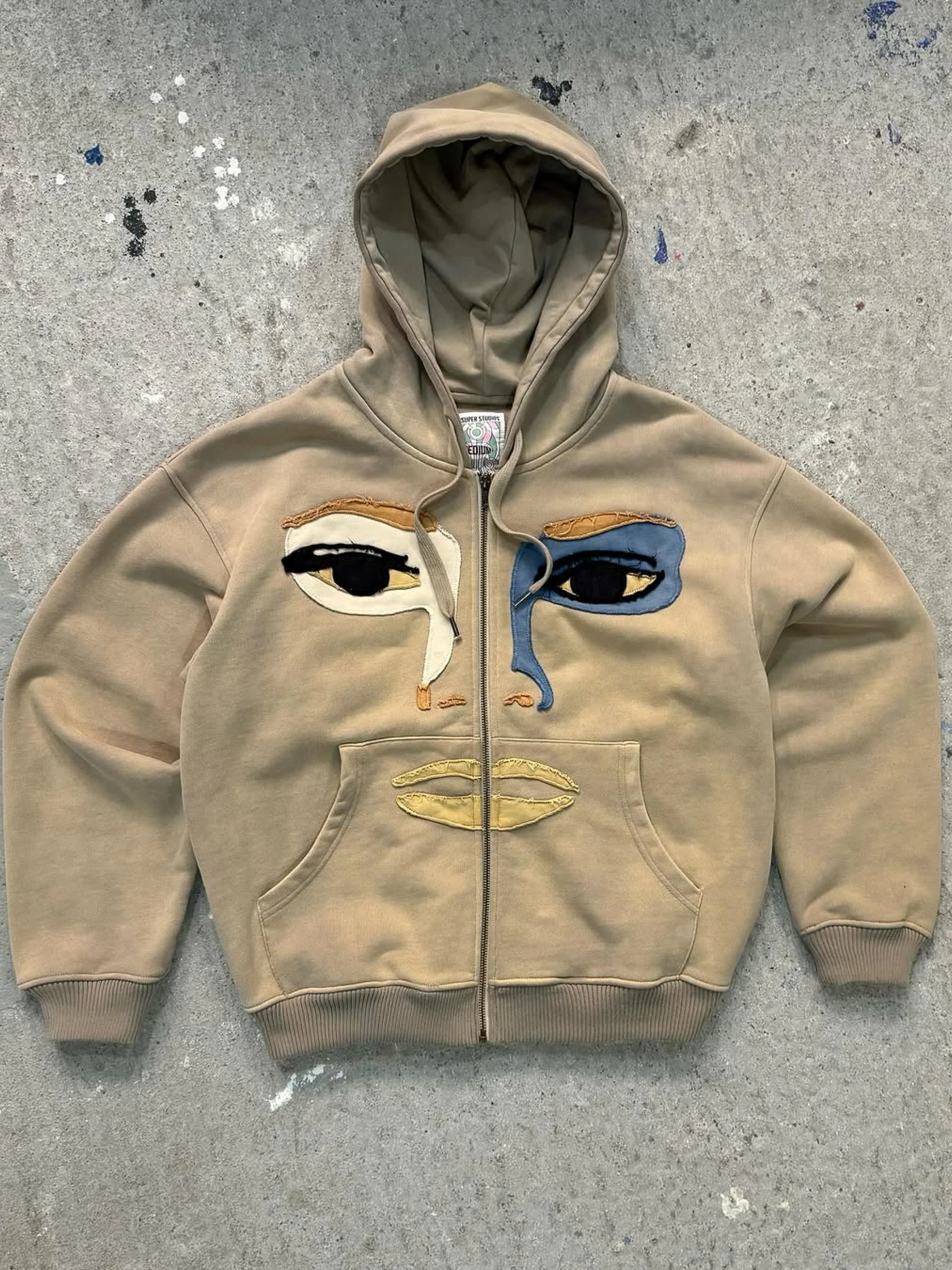 Зип-худи KidSuper Patchwork Face Dark Brown
