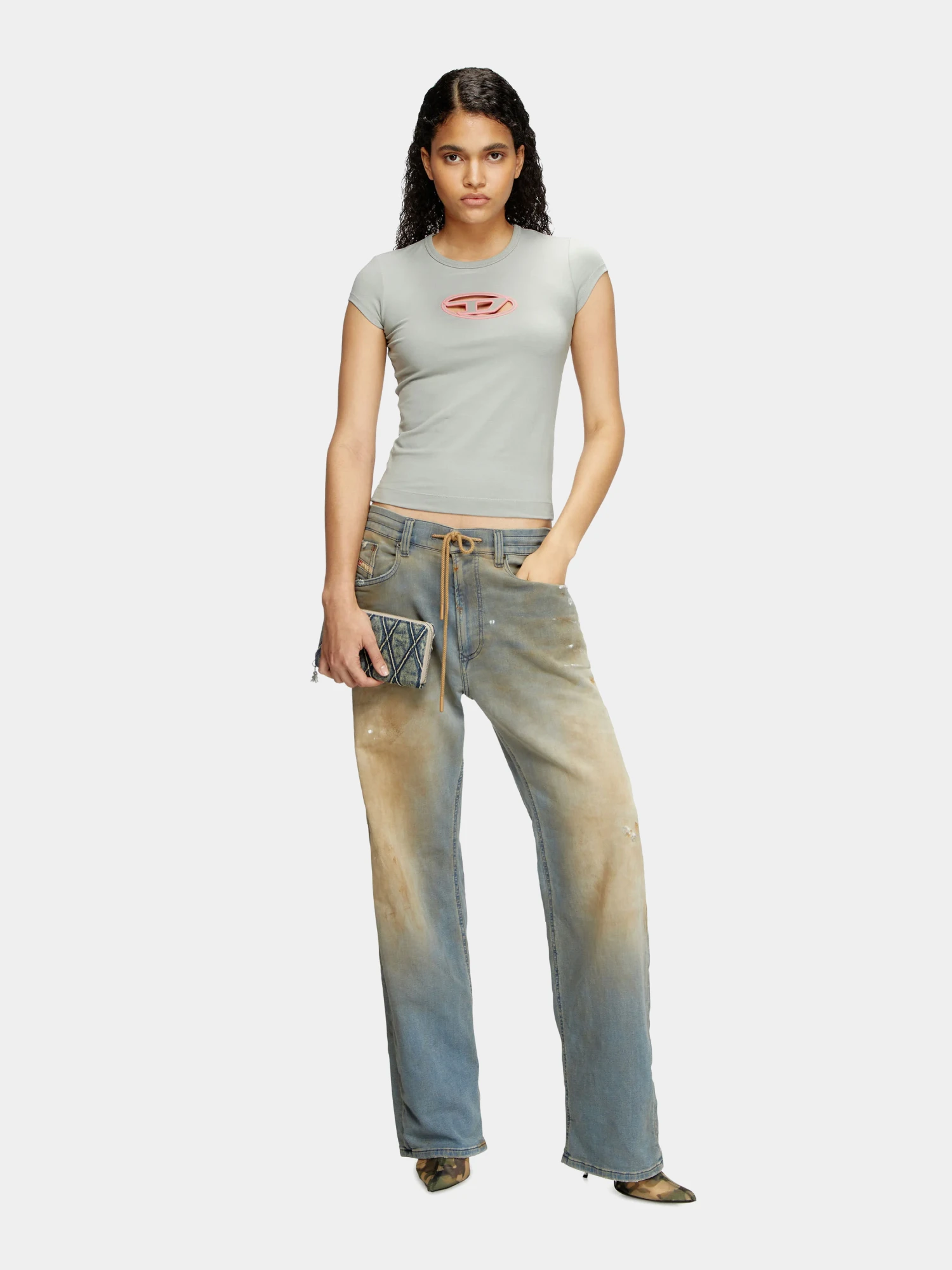 Женская футболка Diesel T-Angie Maglietta Light Grey