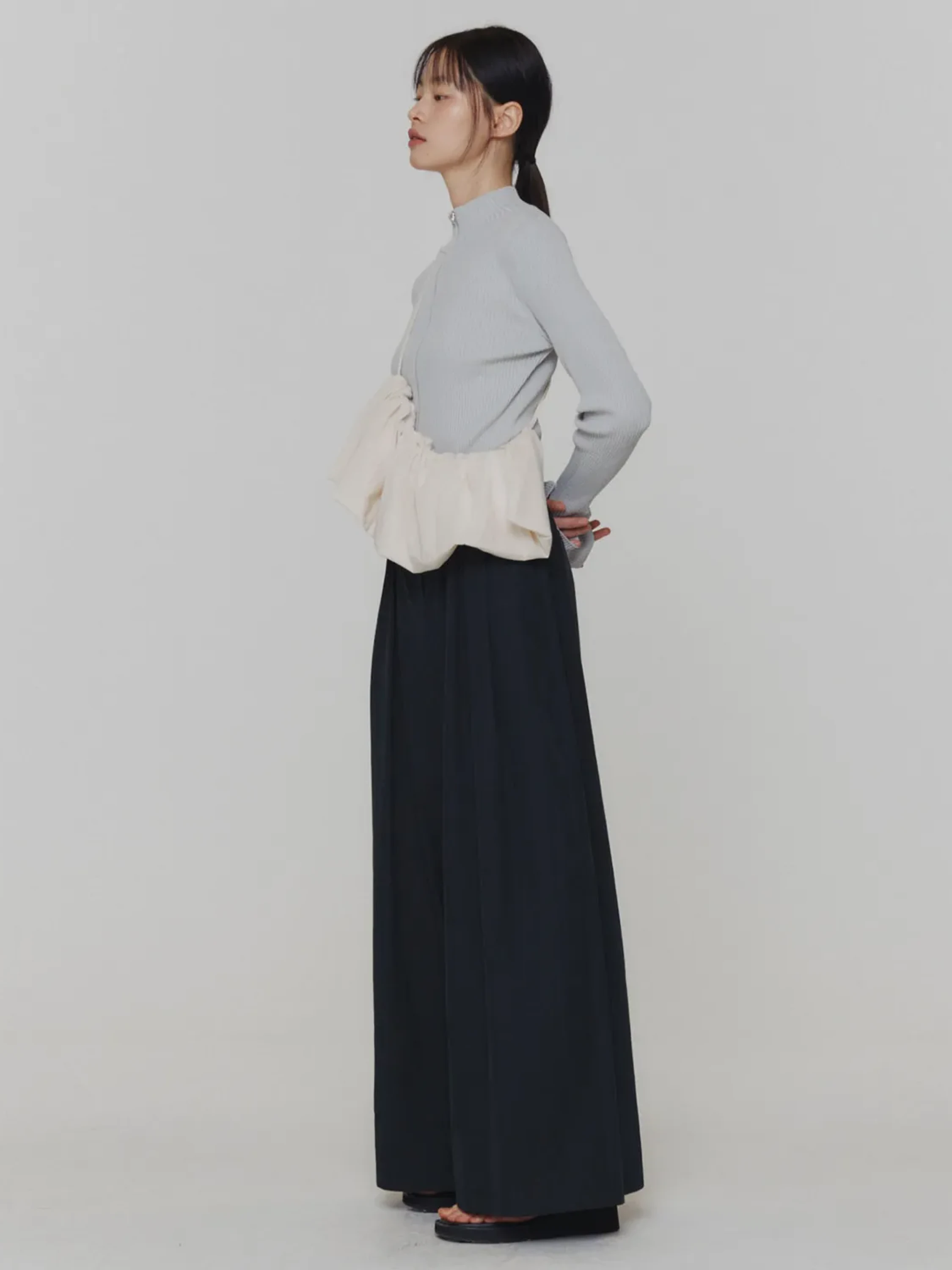 Женские брюки AMOMENTO Shirring Banding Pants Black