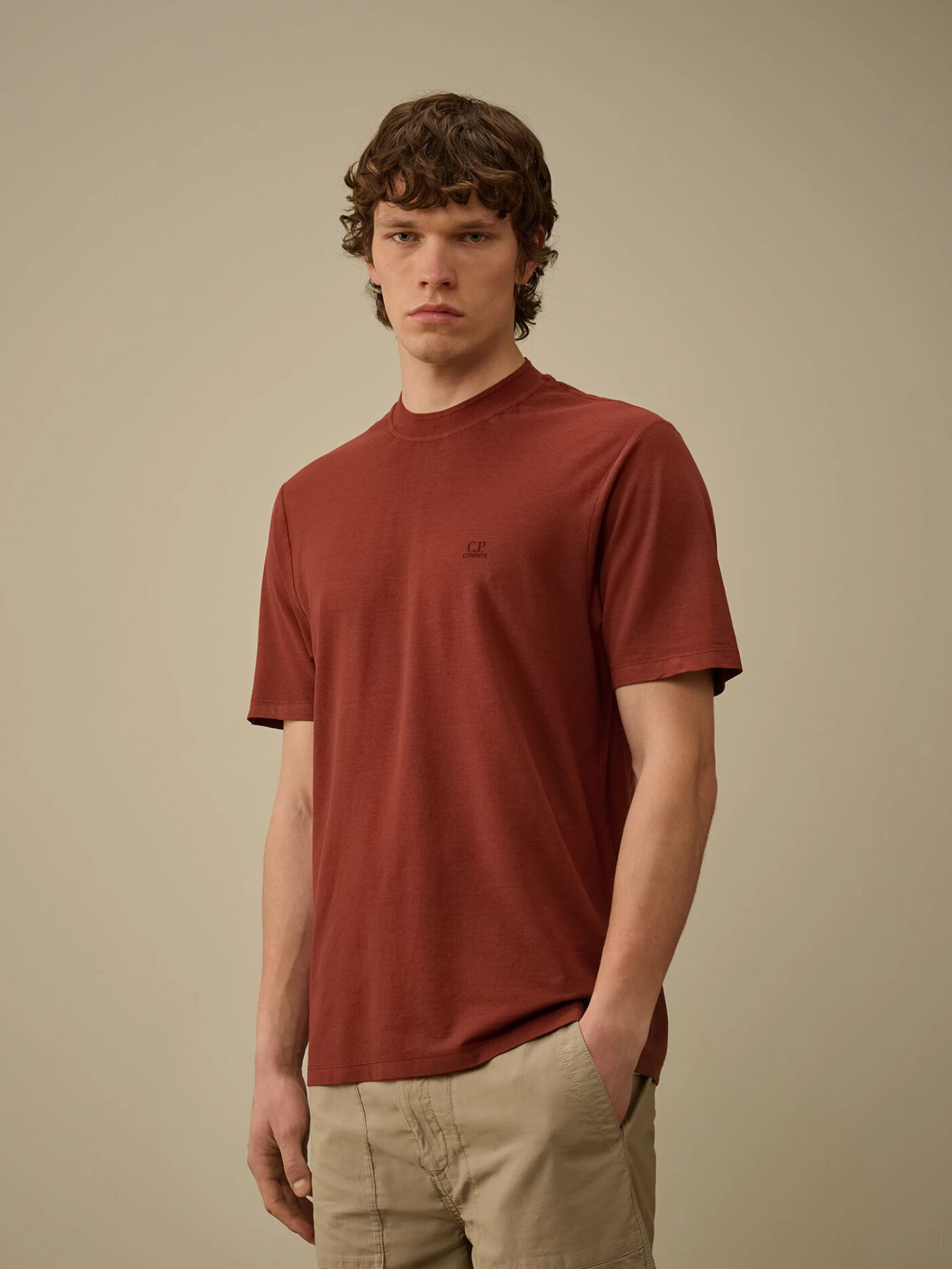 Футболка C.P. Company Crepe Jersey Logo Sable Brown