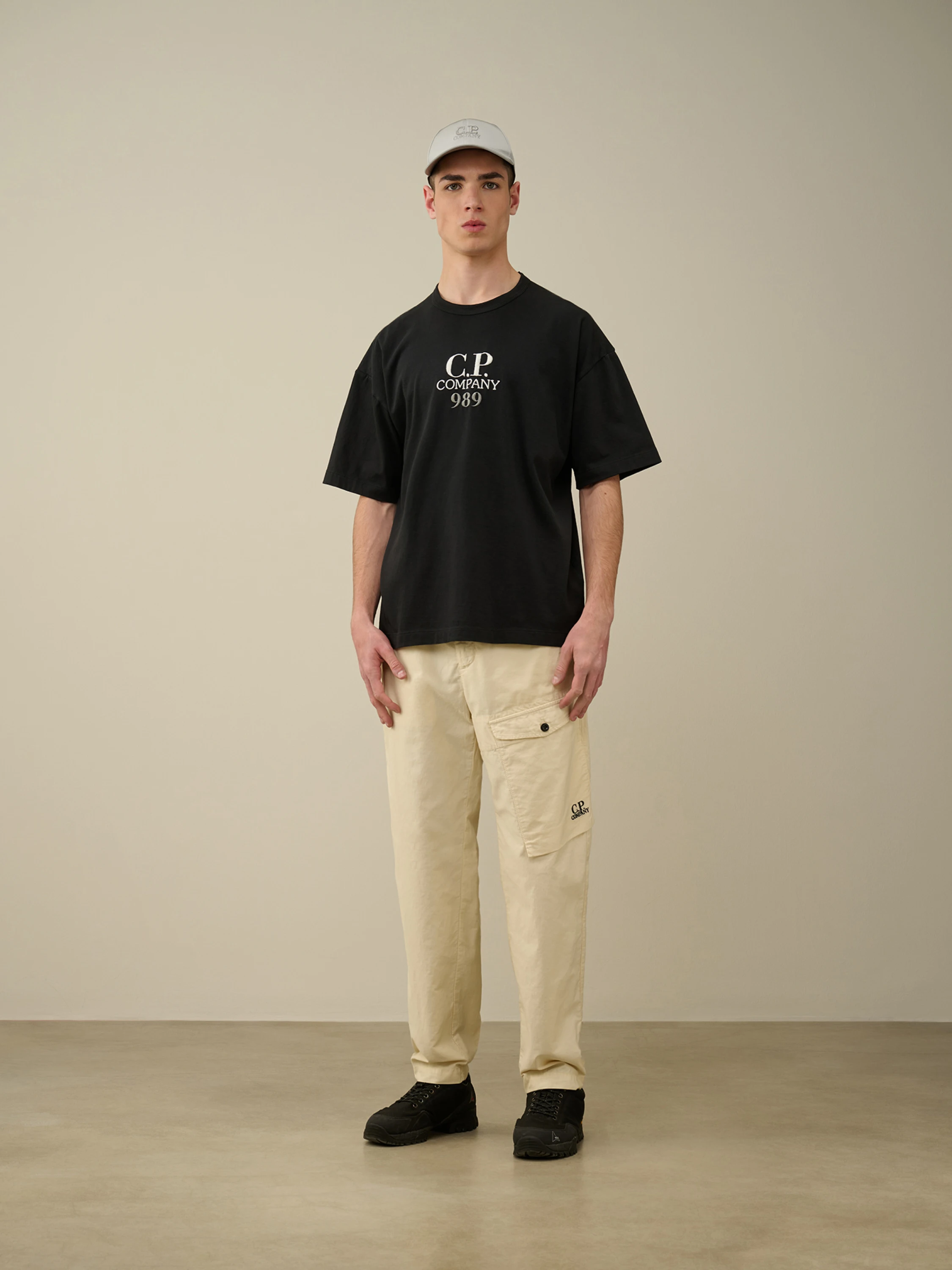 Футболка C.P. Company 20/1 Jersey Boxy Logo Black