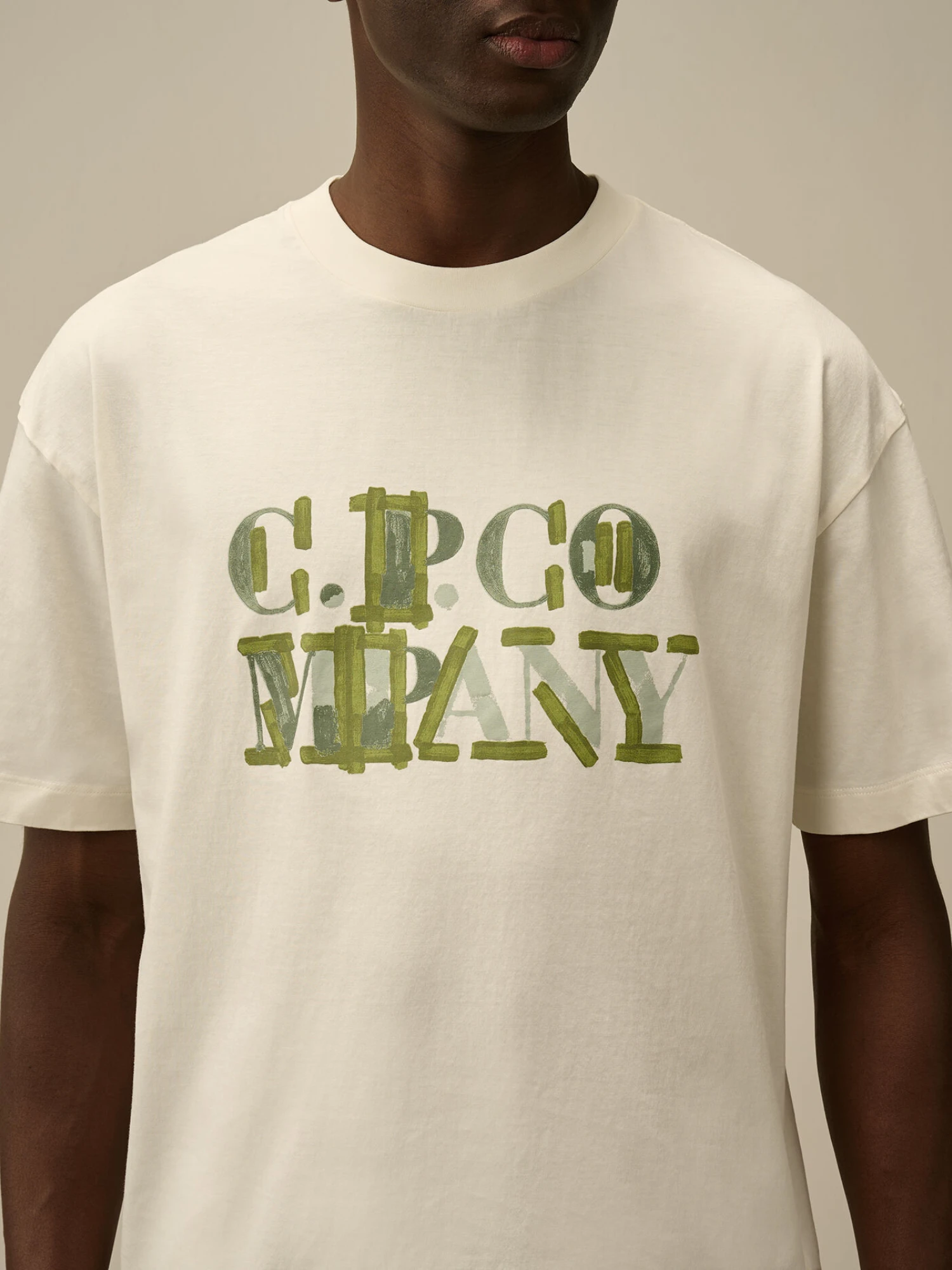 Футболка C.P. Company 30/1 Jersey Blurred Logo Gauze White
