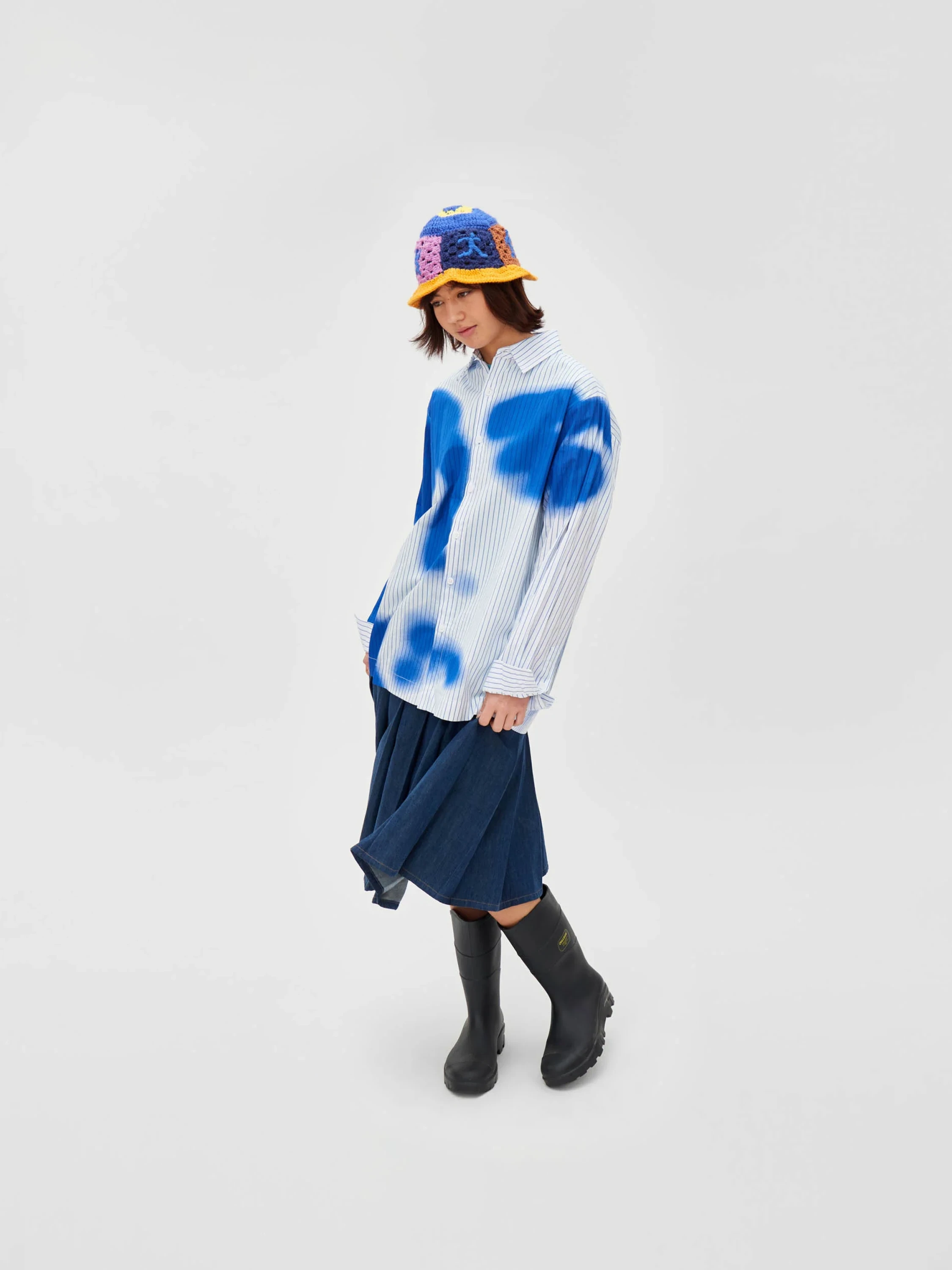Рубашка KidSuper Stripe Blurry Face Shirt White