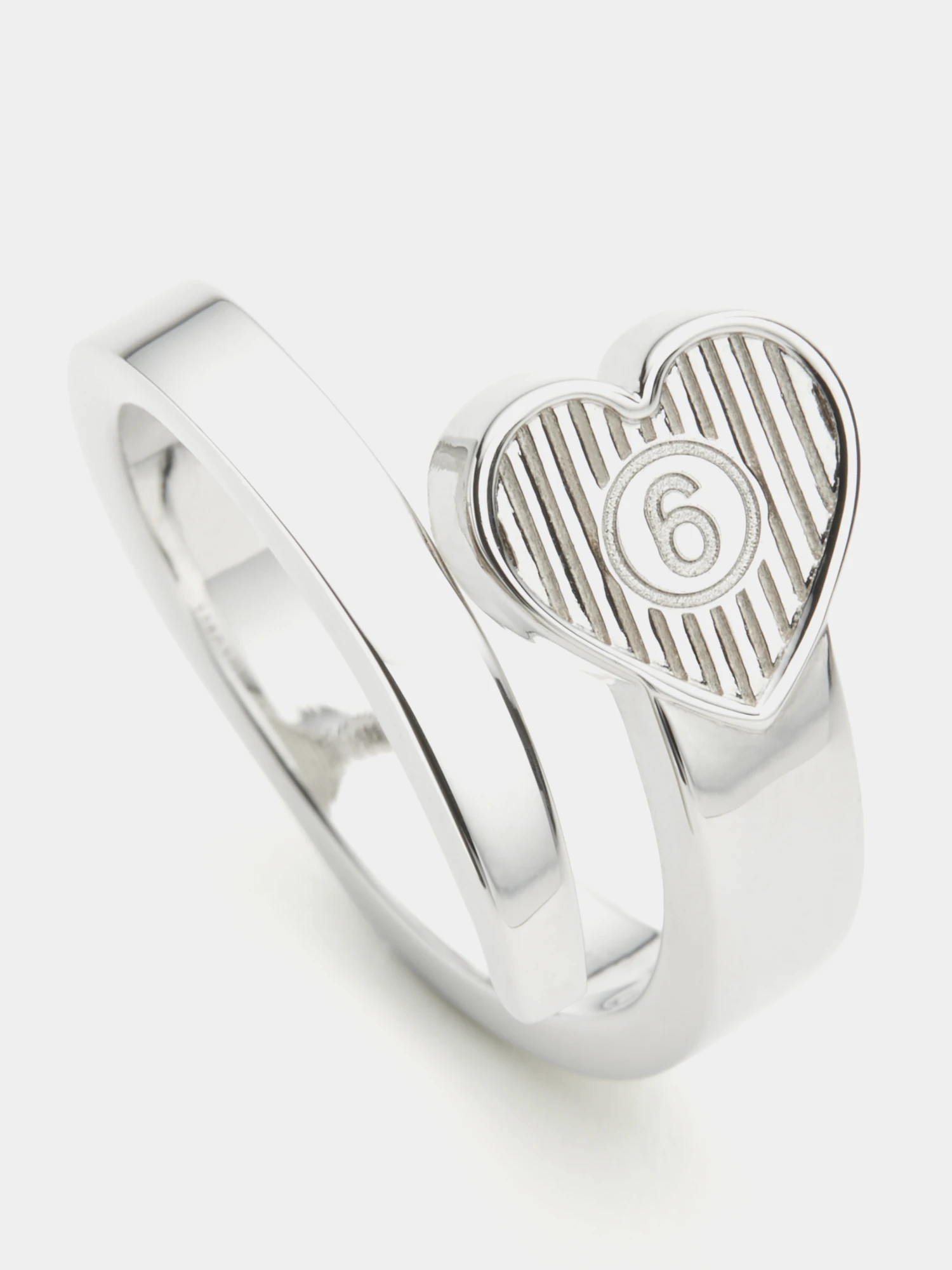 Кольцо MM6 Maison Margiela Arrow Heart Open Polished Palladio