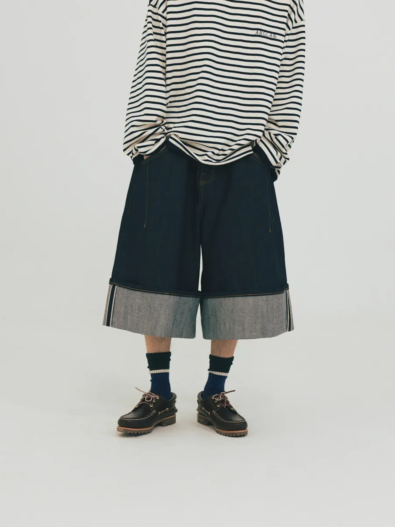 Шорты ANGLAN Turn-up Selvedge Denim Half Indigo