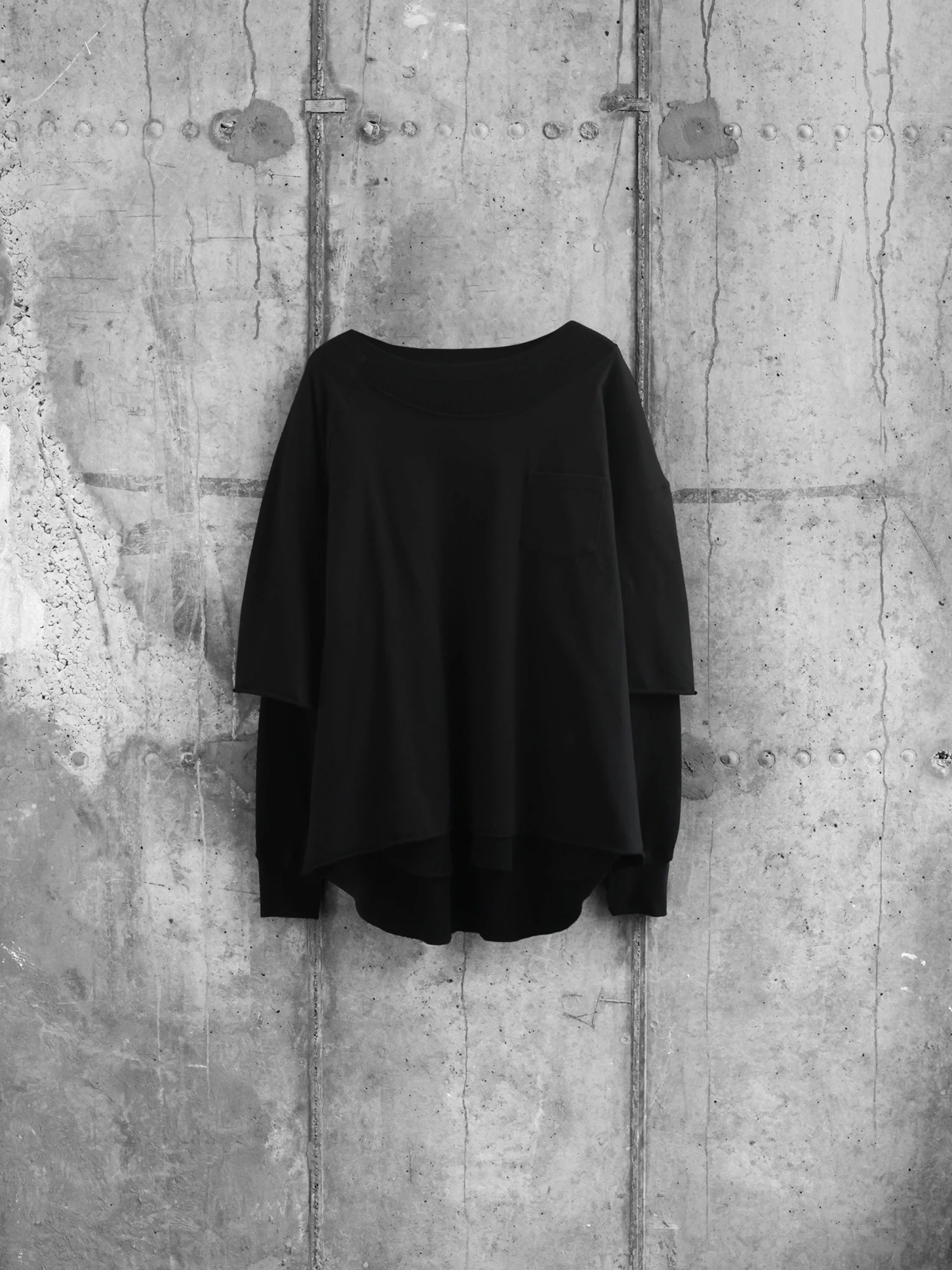 Лонгслив FACETASM Asymmetrical Layered Rib Black