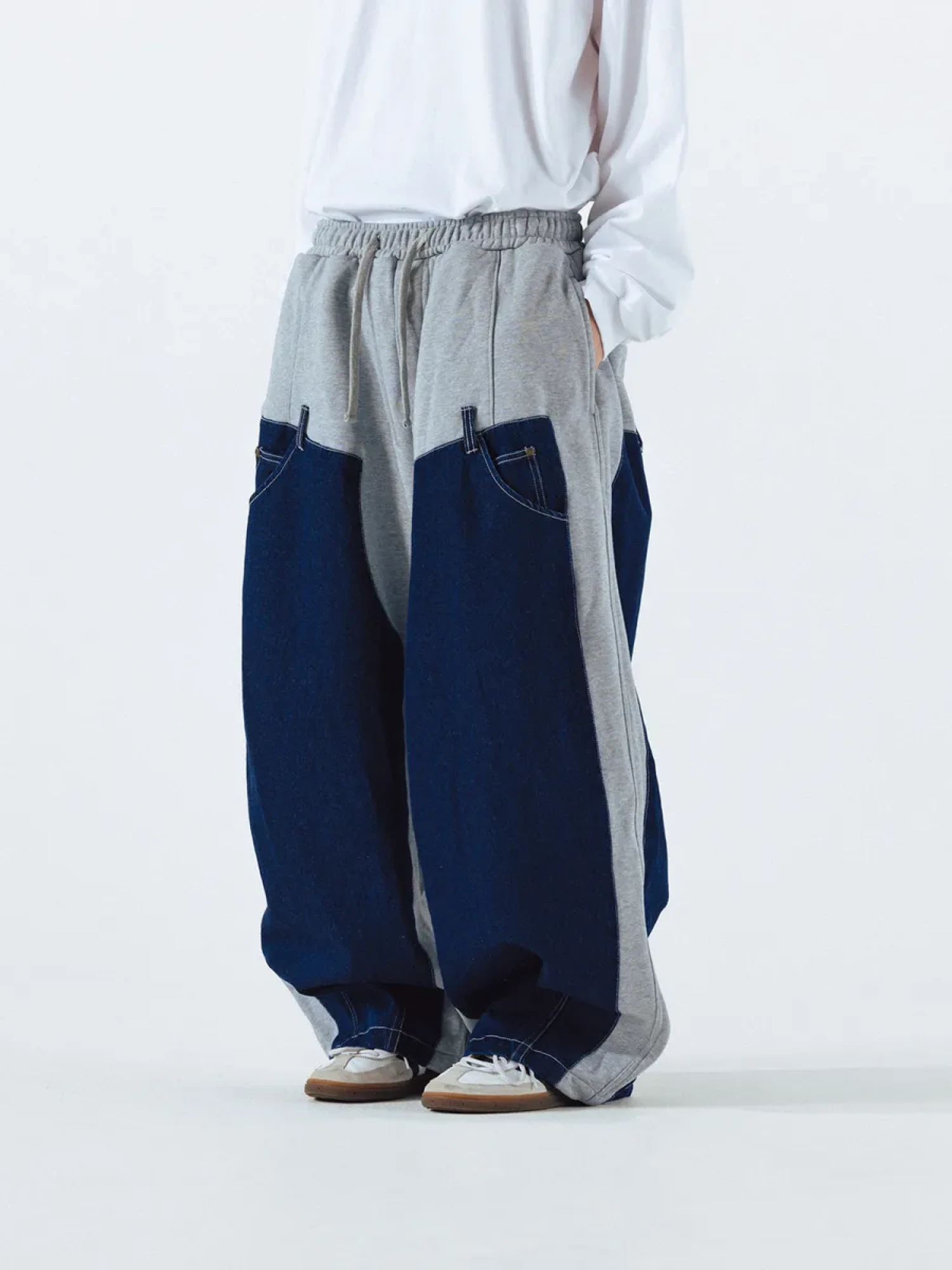 Брюки ANGLAN Denim Double Sweat Balloon Melange Grey