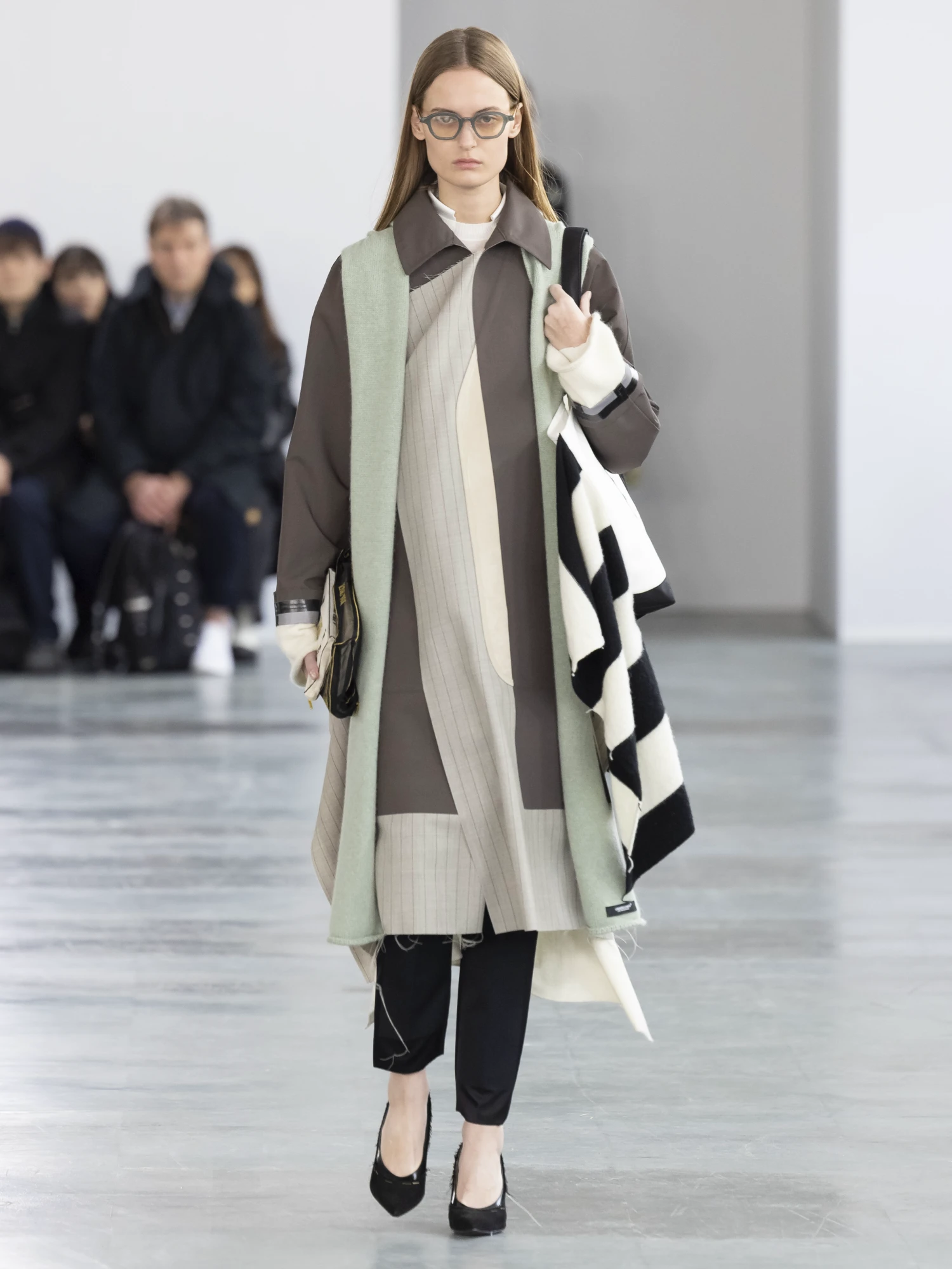 Женское пальто UNDERCOVER Bonded Wool Stripe Gray Brown