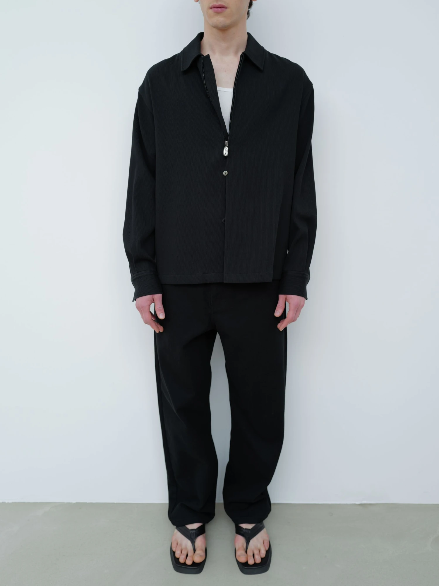 Рубашка LE17SEPTEMBRE Zip and Button Front Black