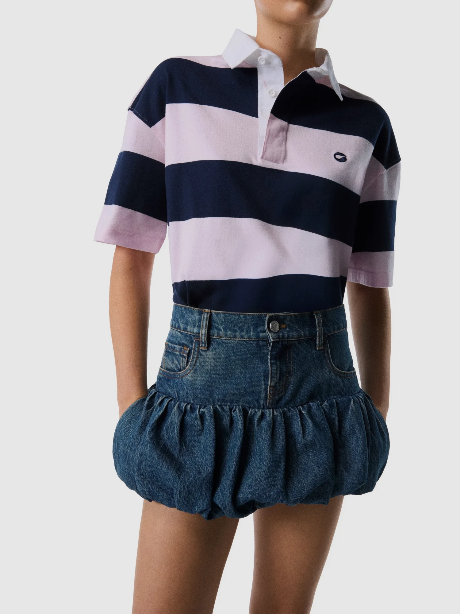 Женское Поло Coperni Striped Polo Pink/Blue