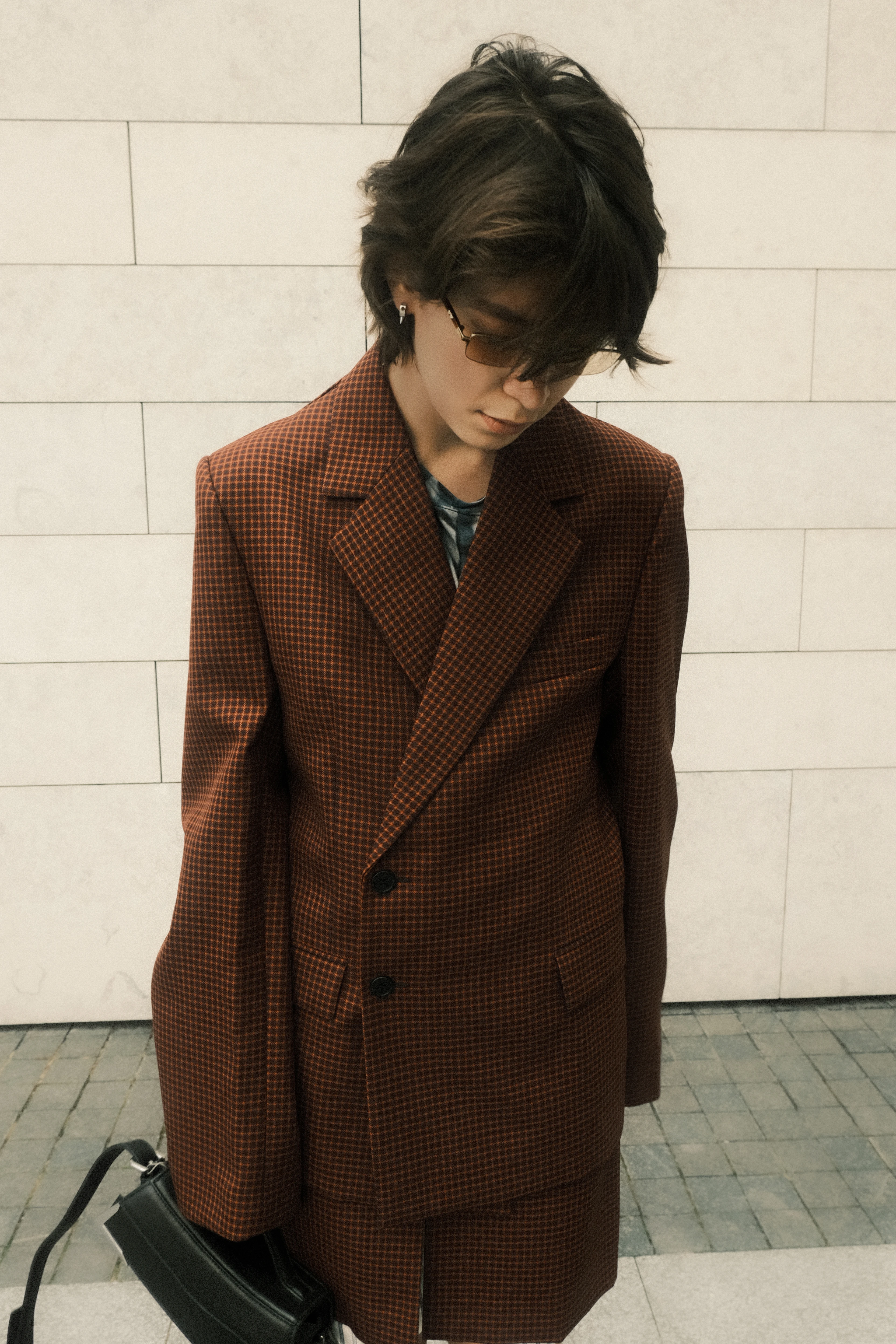 Женский пиджак Botter Front Collar Reverse Shell Red Check