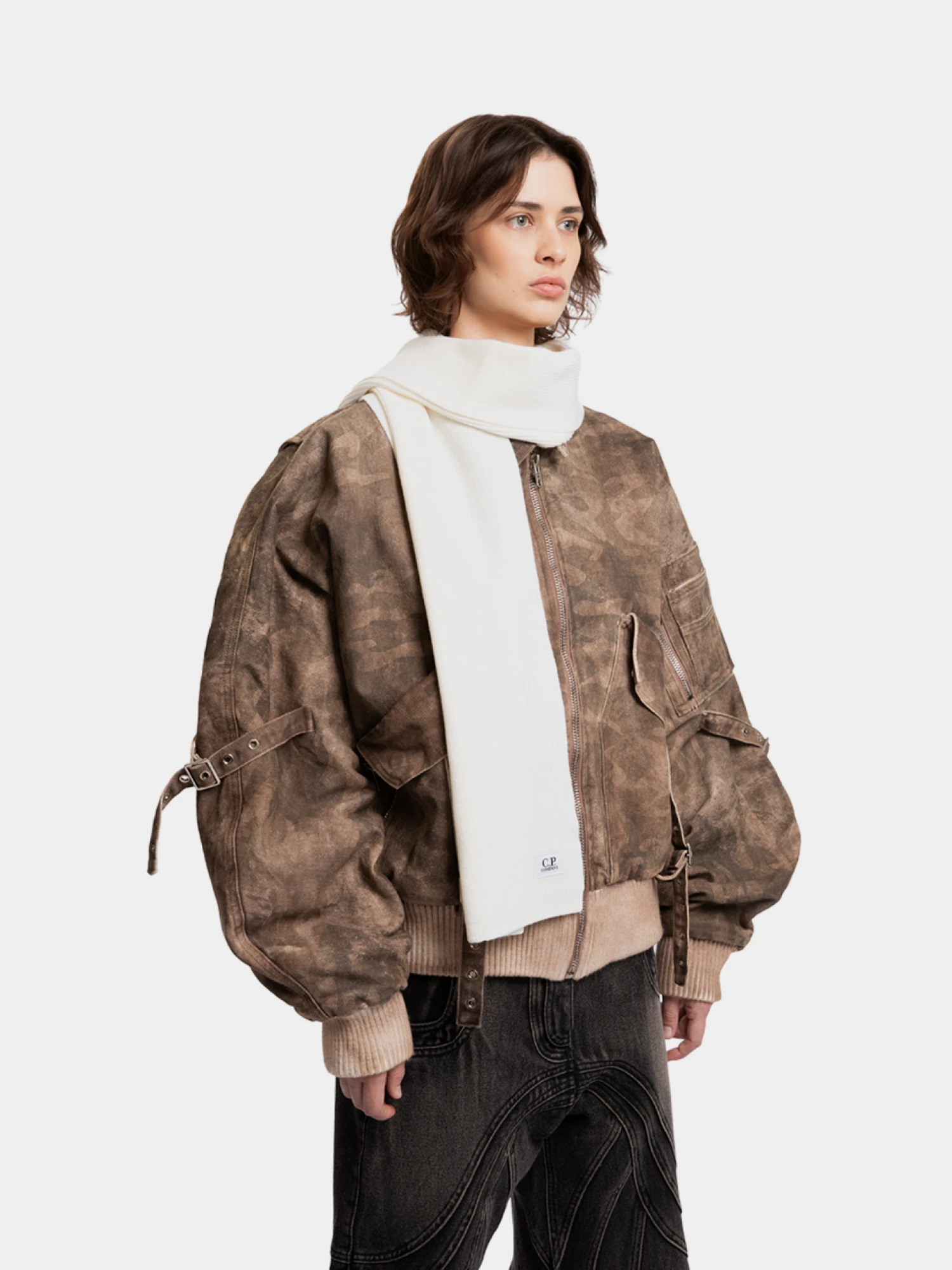 Шарф C.P. Company Wool Knit Gauze White