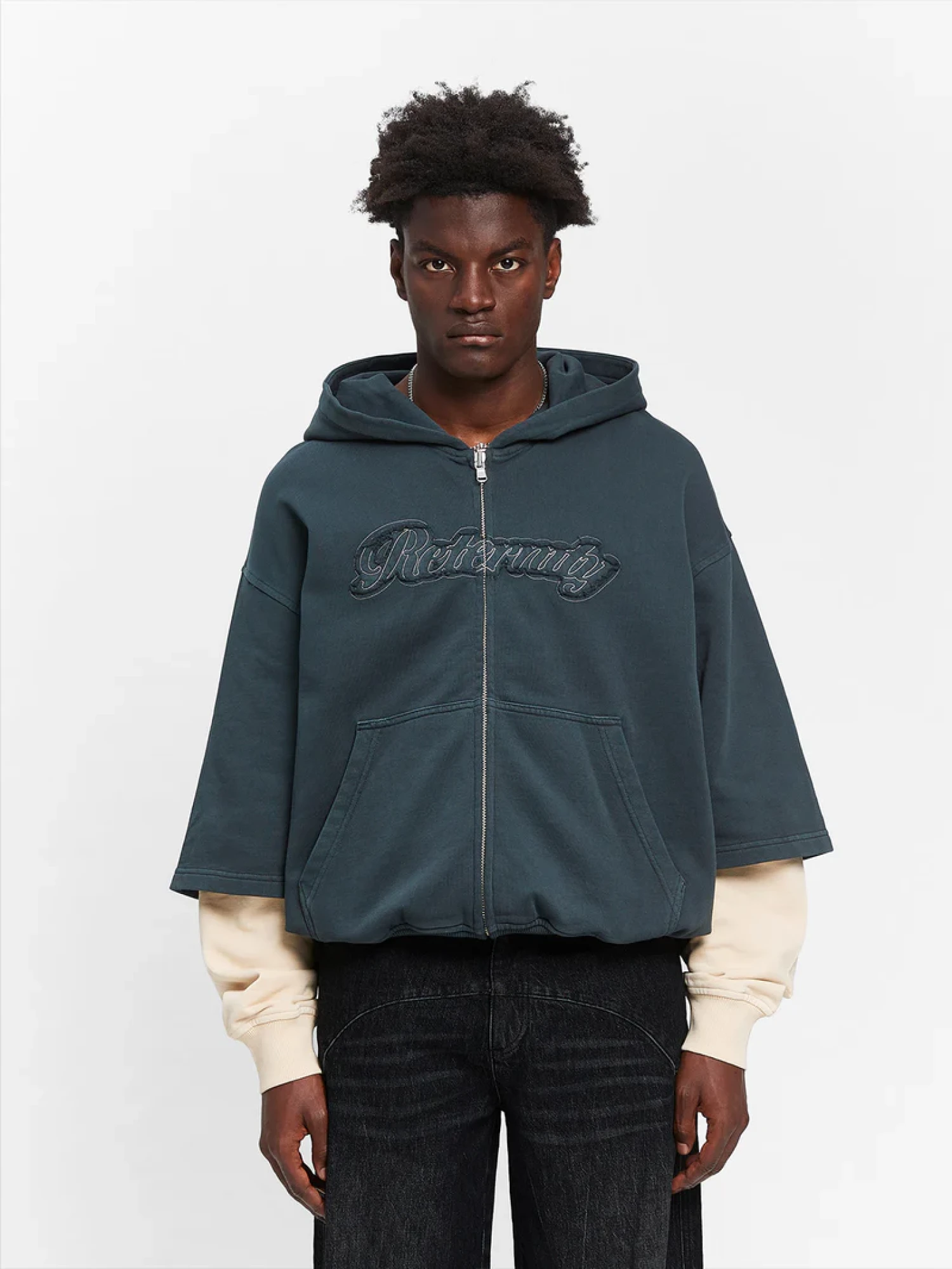Зип-худи RETERNITY Layered Washed Grey/Cream