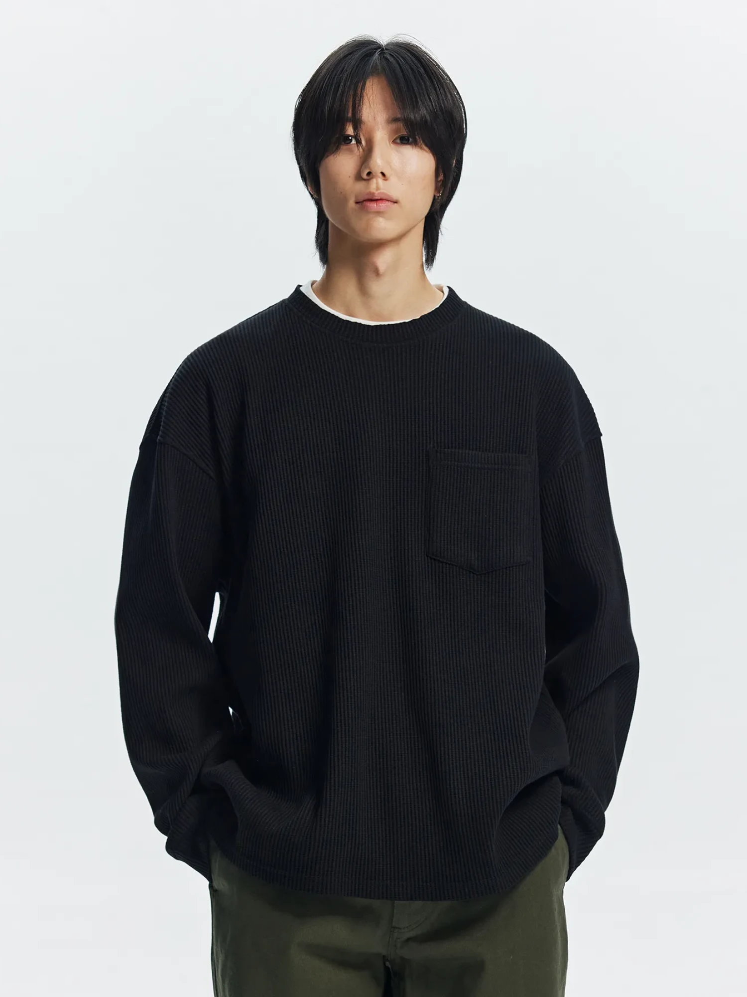 Лонгслив FrizmWORKS Oversized Waffle Pocket Black
