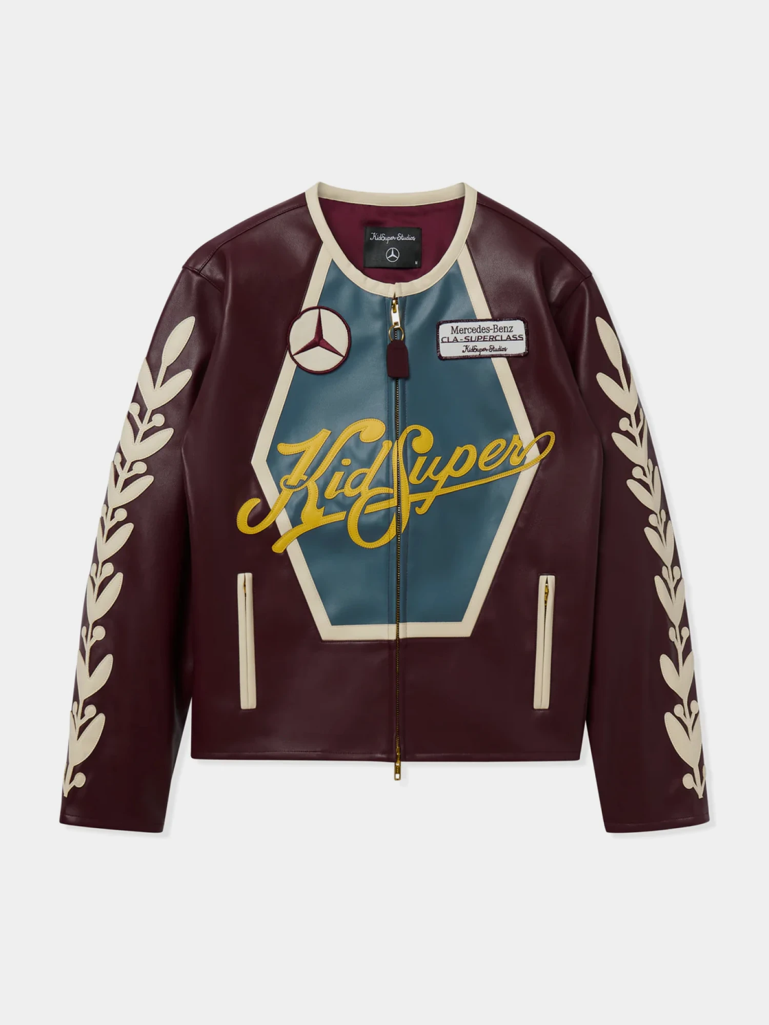 Кожаная куртка KidSuper X Mercedes Benz Racer Burgundy