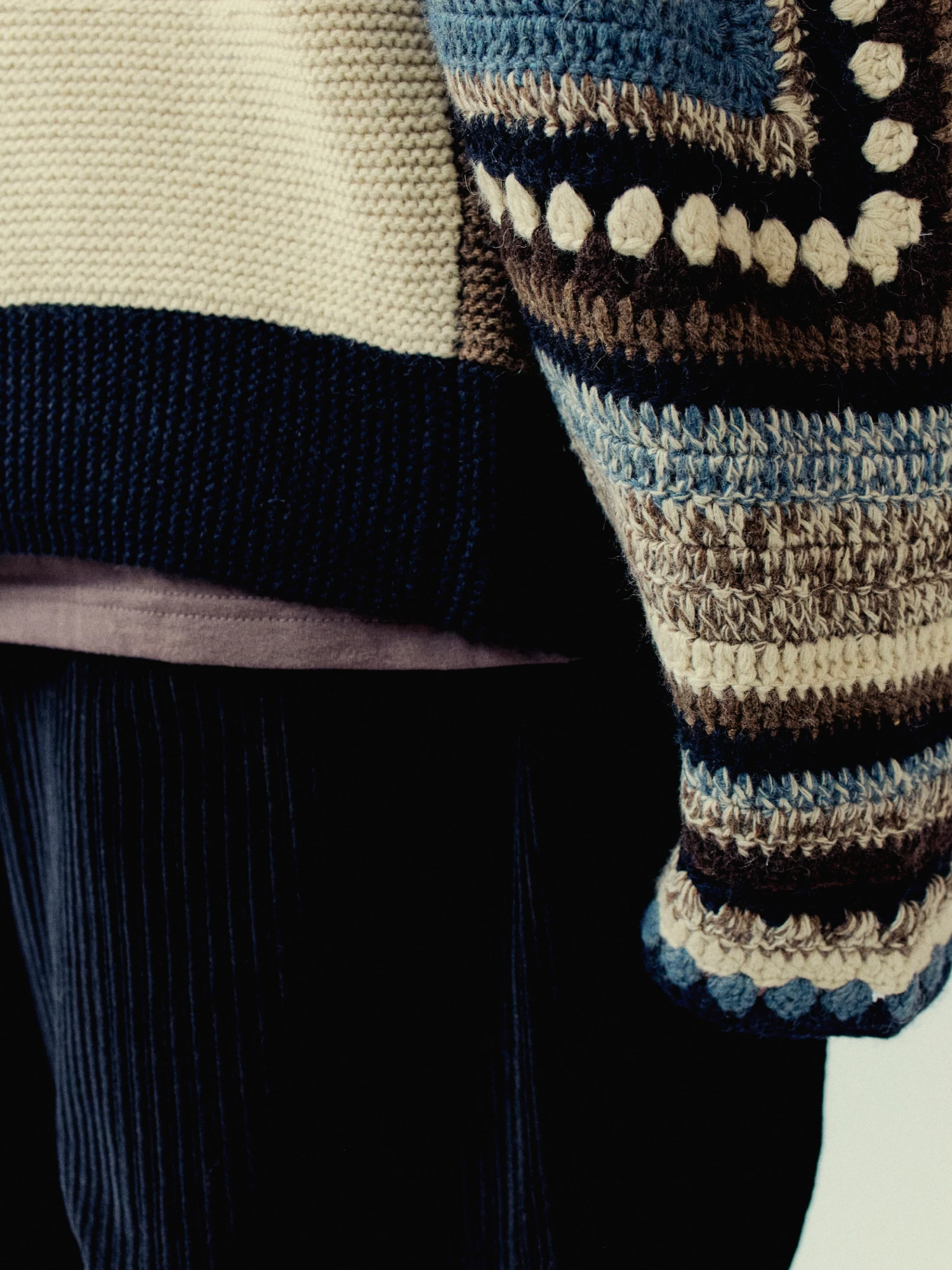Кардиган YESEYESEE Color Block Croche Knit Zip Up Multi