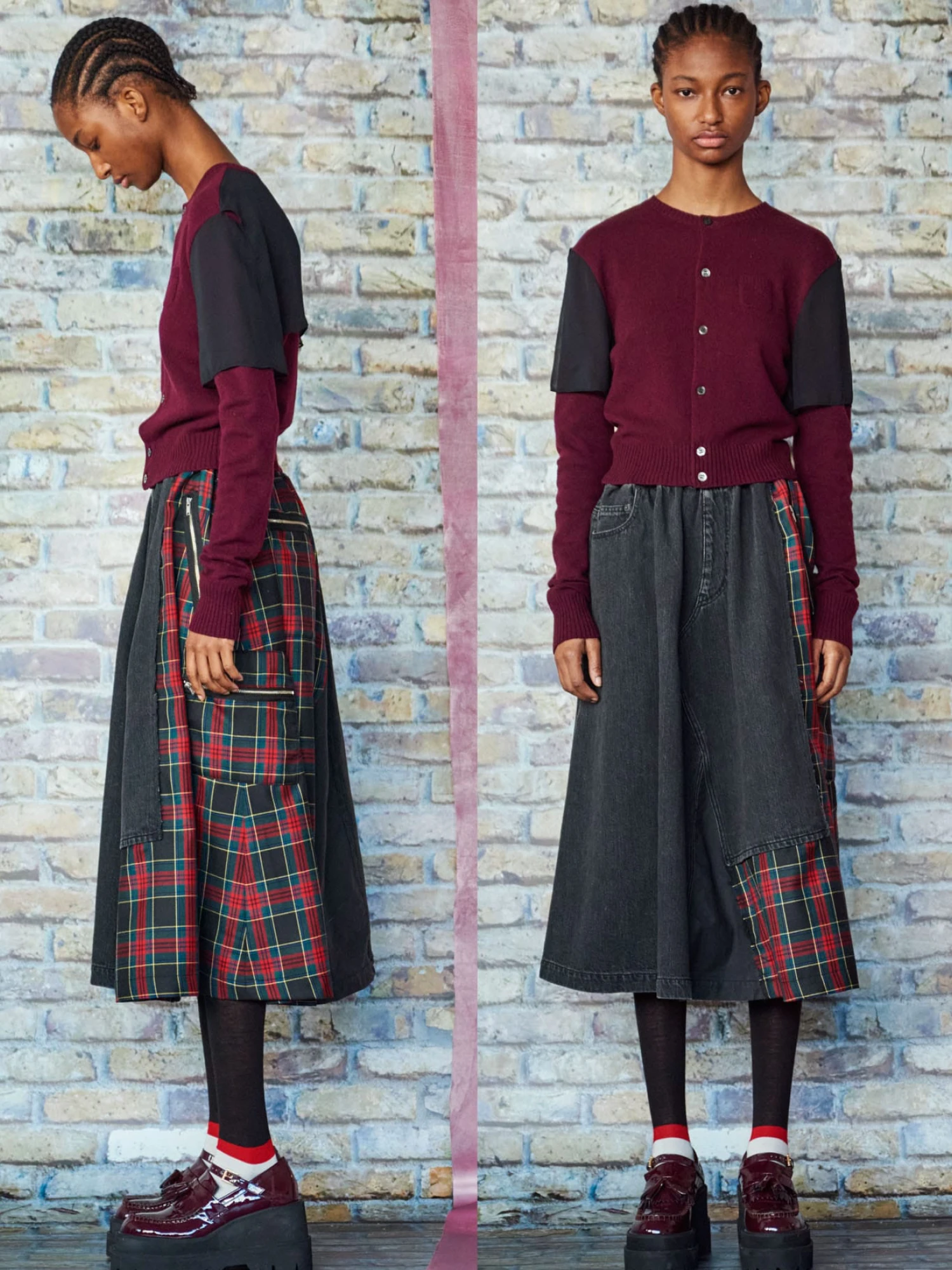 Женская юбка UNDERCOVER Tartan Denim Black