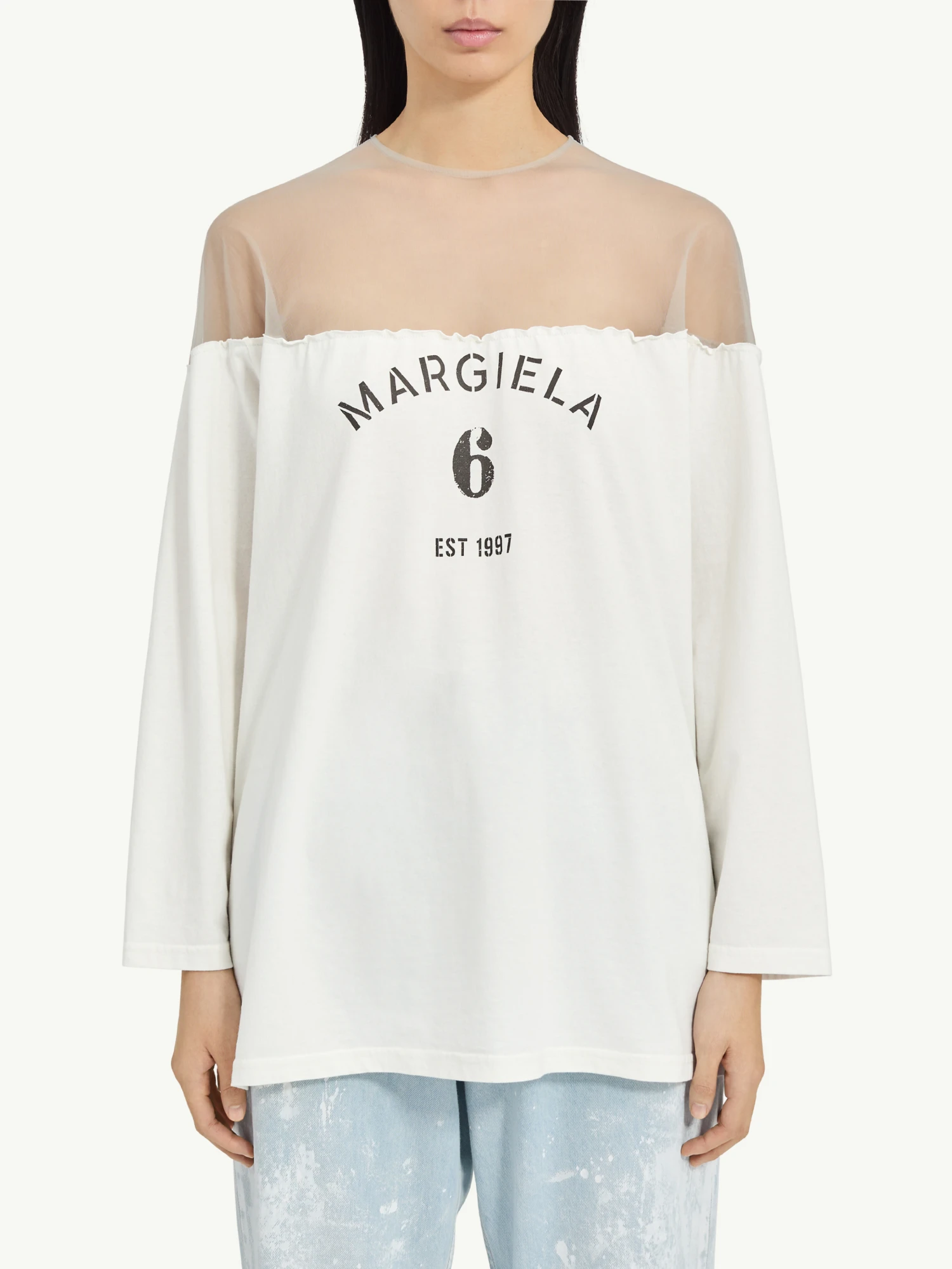 Женский лонгслив MM6 Maison Margiela 6 Printed Jersey White