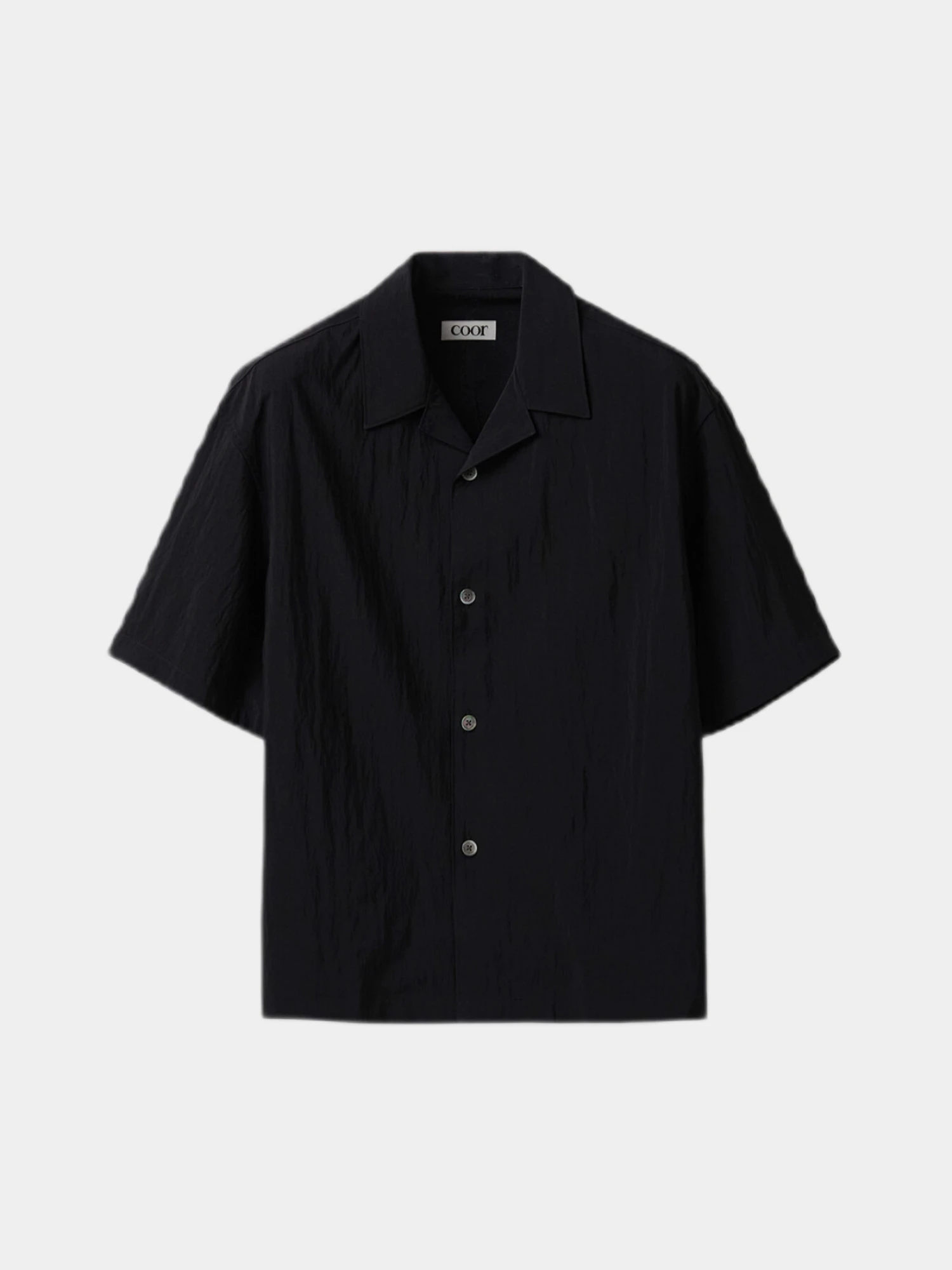 Рубашка COOR Natural Wrinkle Open Collar Black