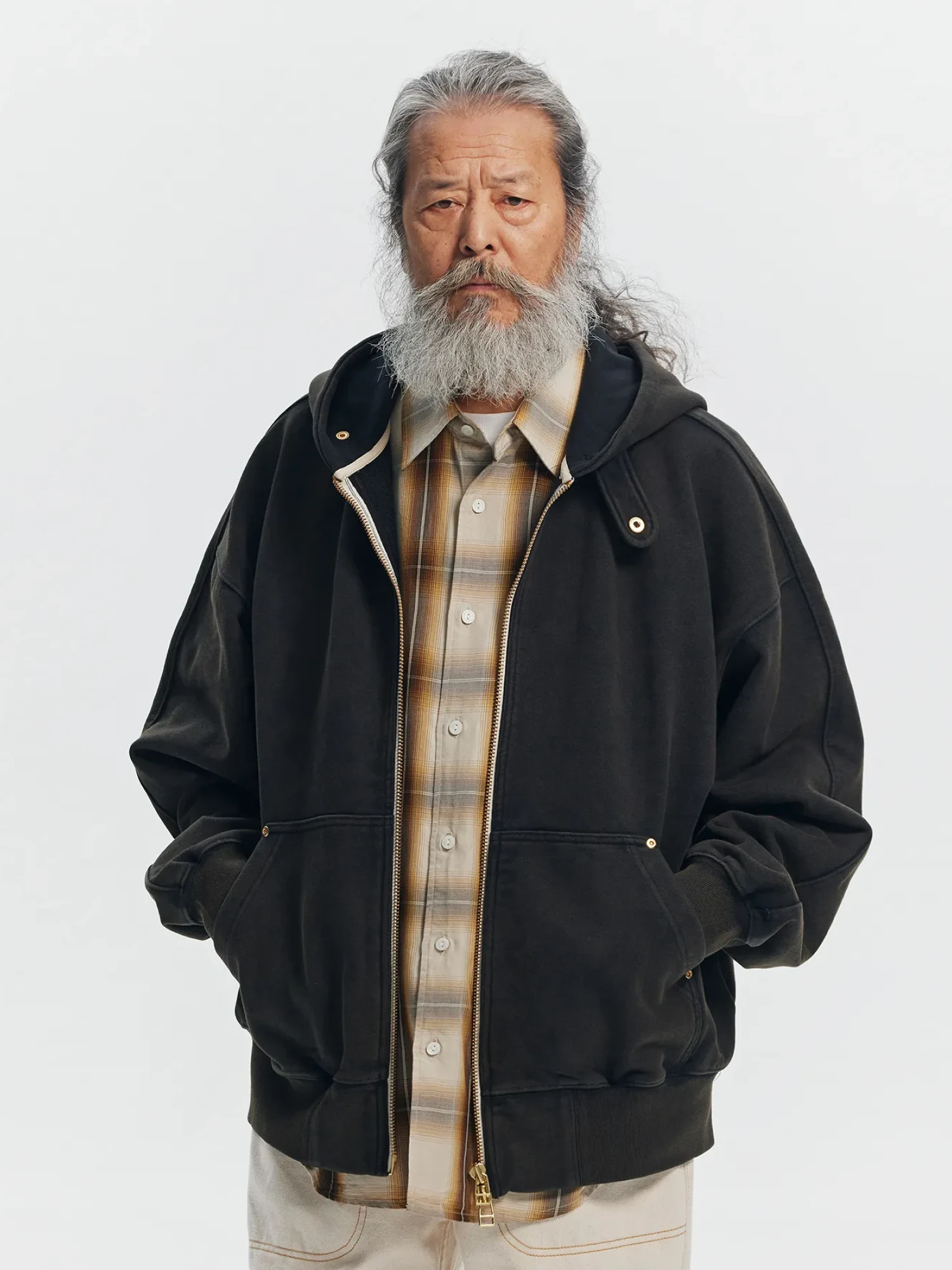 Зип-худи FrizmWORKS Vintage Dyeing Parka Black/Brown