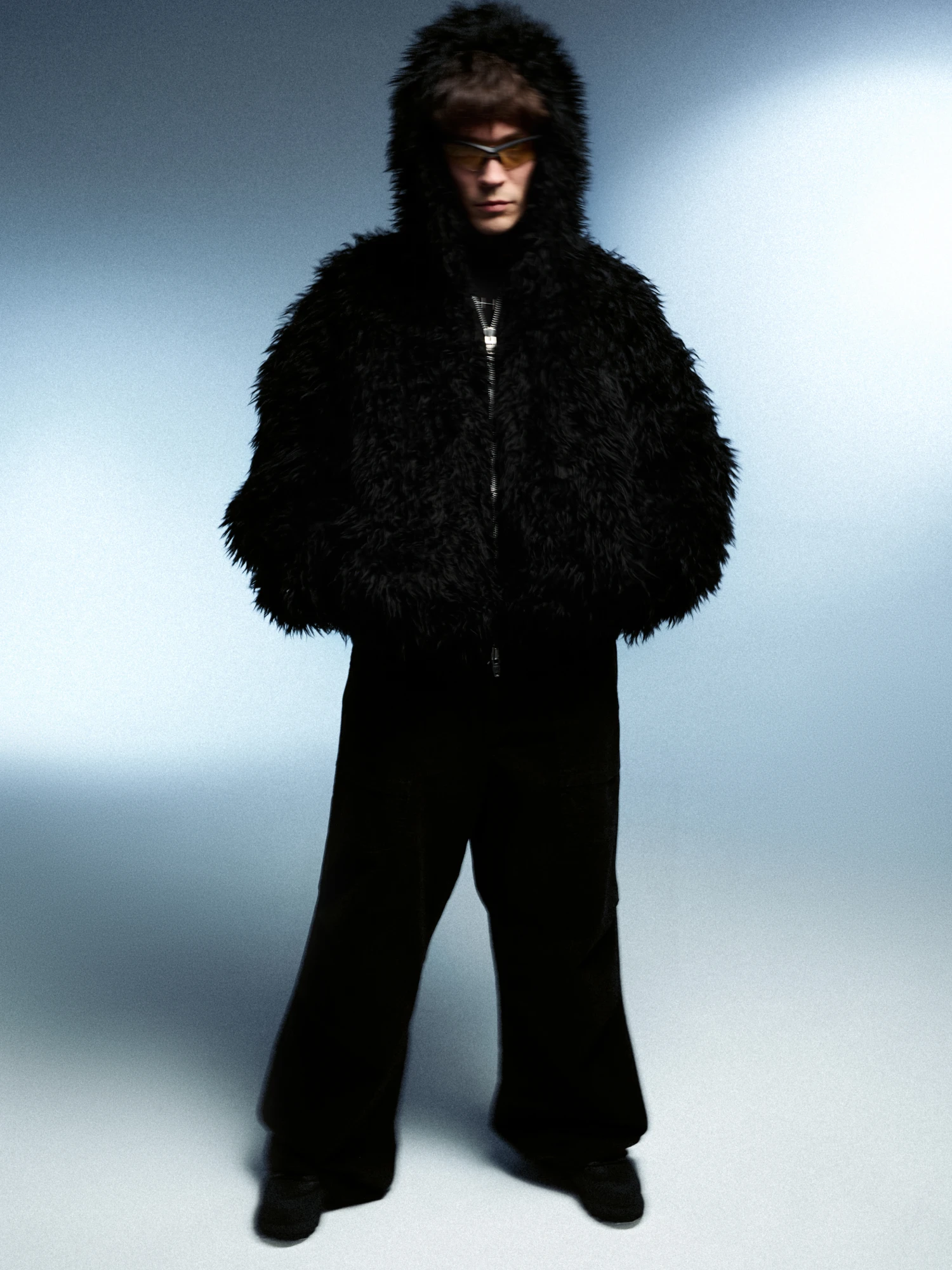 Двусторонний бомбер JUUN.J Cropped Faux Fur Reversible MA-1 Black
