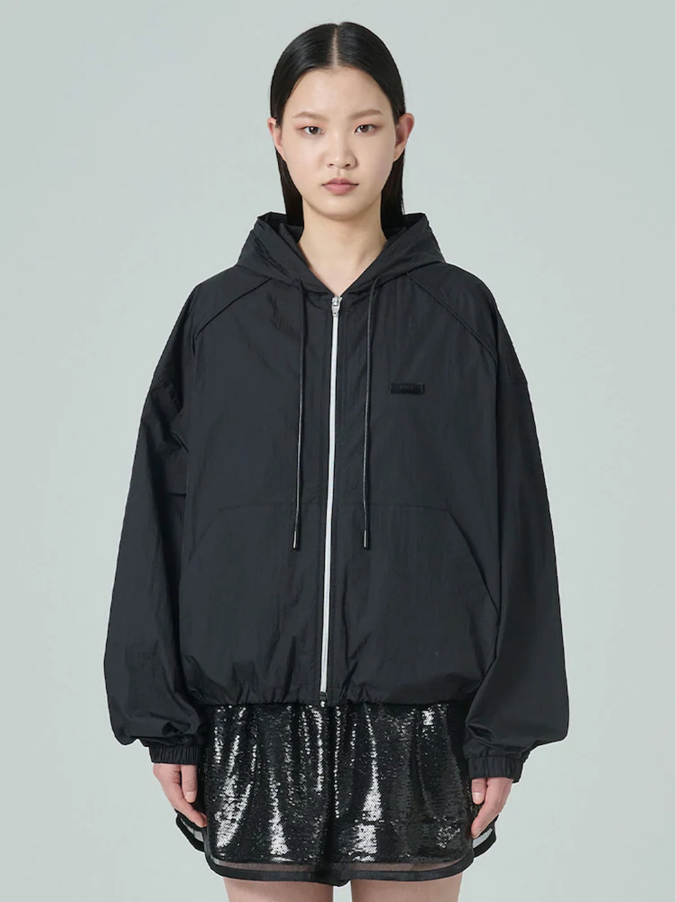 Женская ветровка JUUN.J Airy Hooded Zip-Up Jumper Black
