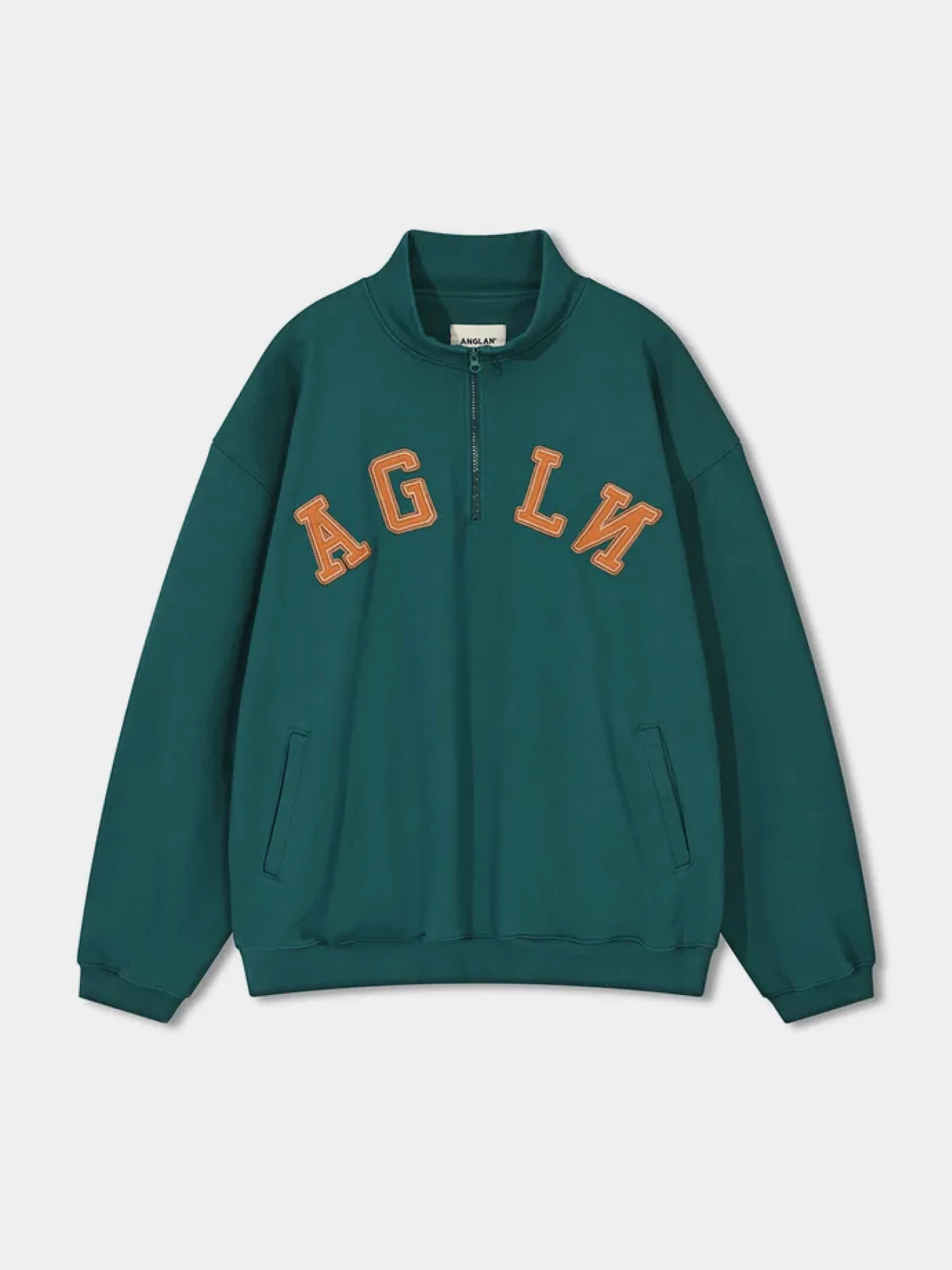 Халф-зип ANGLAN Applique Sweat Half Zip Up Blue Green