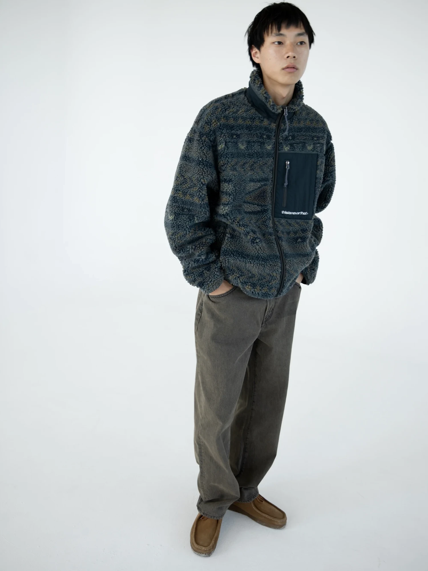 Флисовая куртка thisisneverthat SP Sherpa Fleece Navy