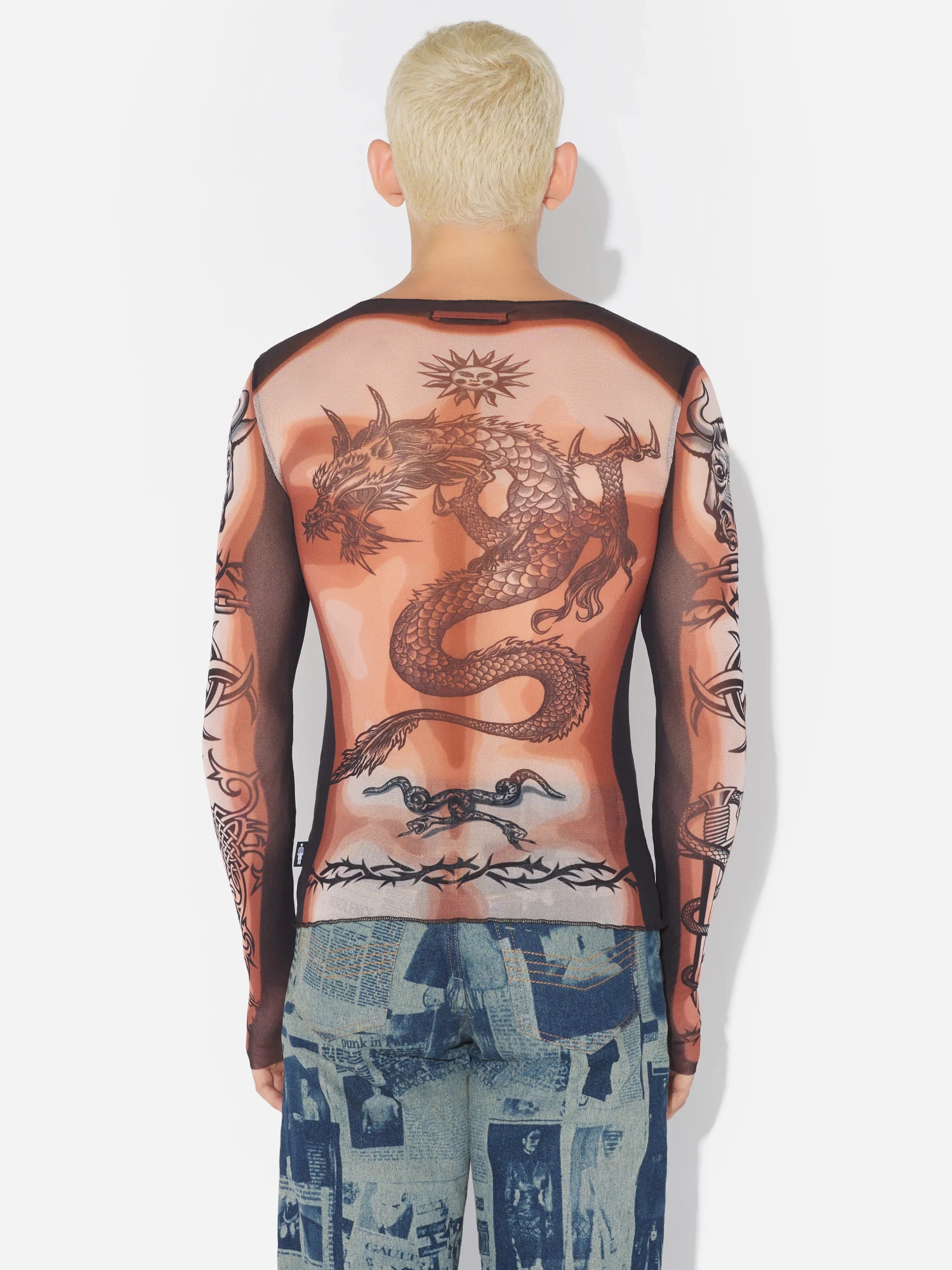 Лонгслив Jean Paul Gaultier Re-Edition: "Safe Sex Tattoo" Nude/Brown/Black