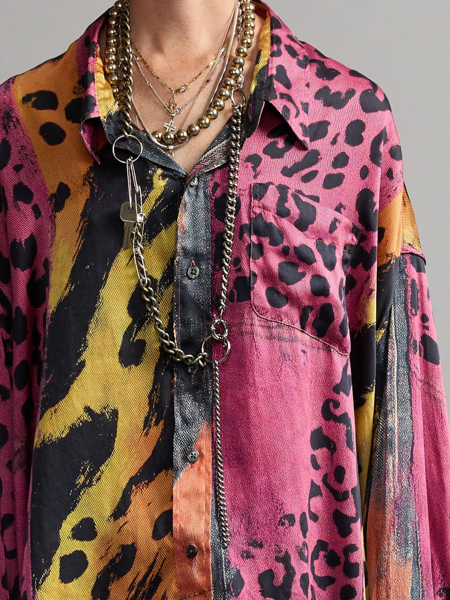 Женская блуза R13 Drop Neck Pink And Orange Multicolor