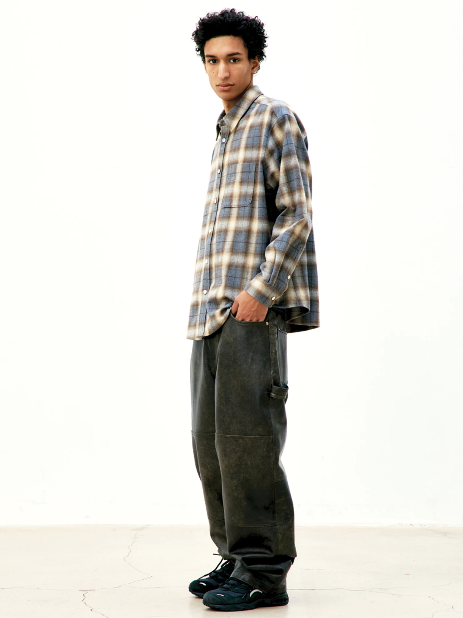 Рубашка COOR Ombre Flannel One Pocket Check Brown