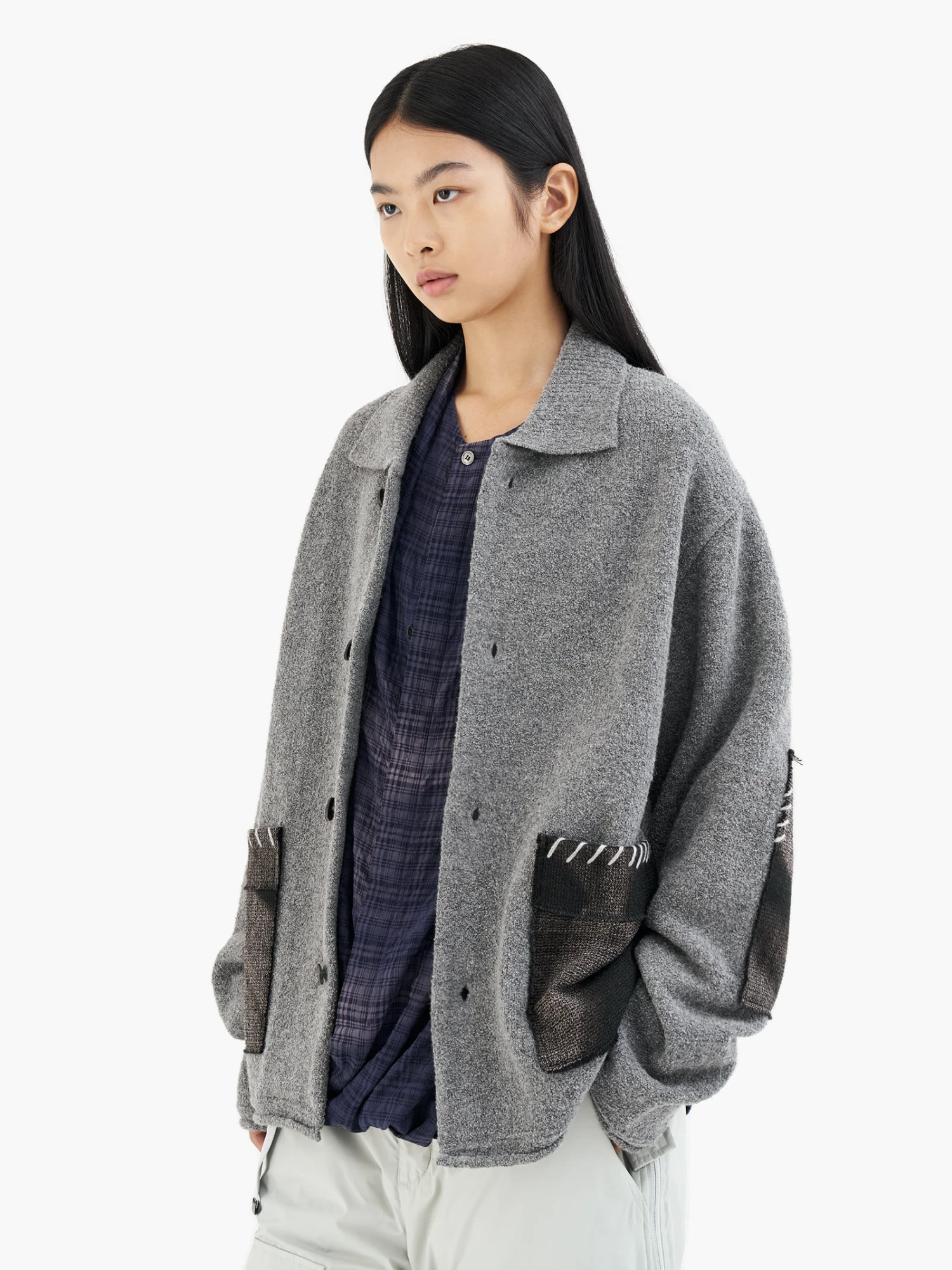 Кардиган JIYONGKIM Sun-Bleached Pocket Knit Grey