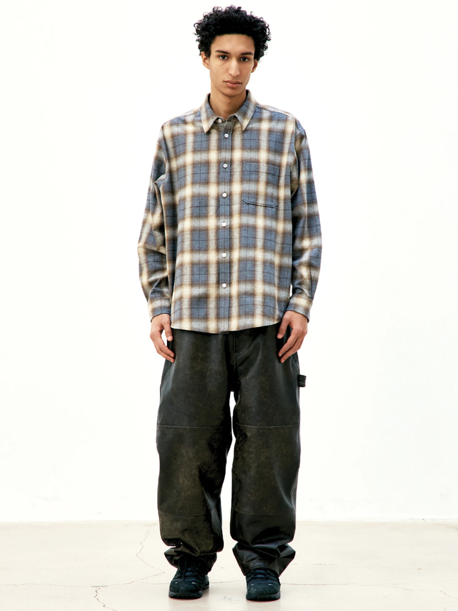 Рубашка COOR Ombre Flannel One Pocket Check Brown