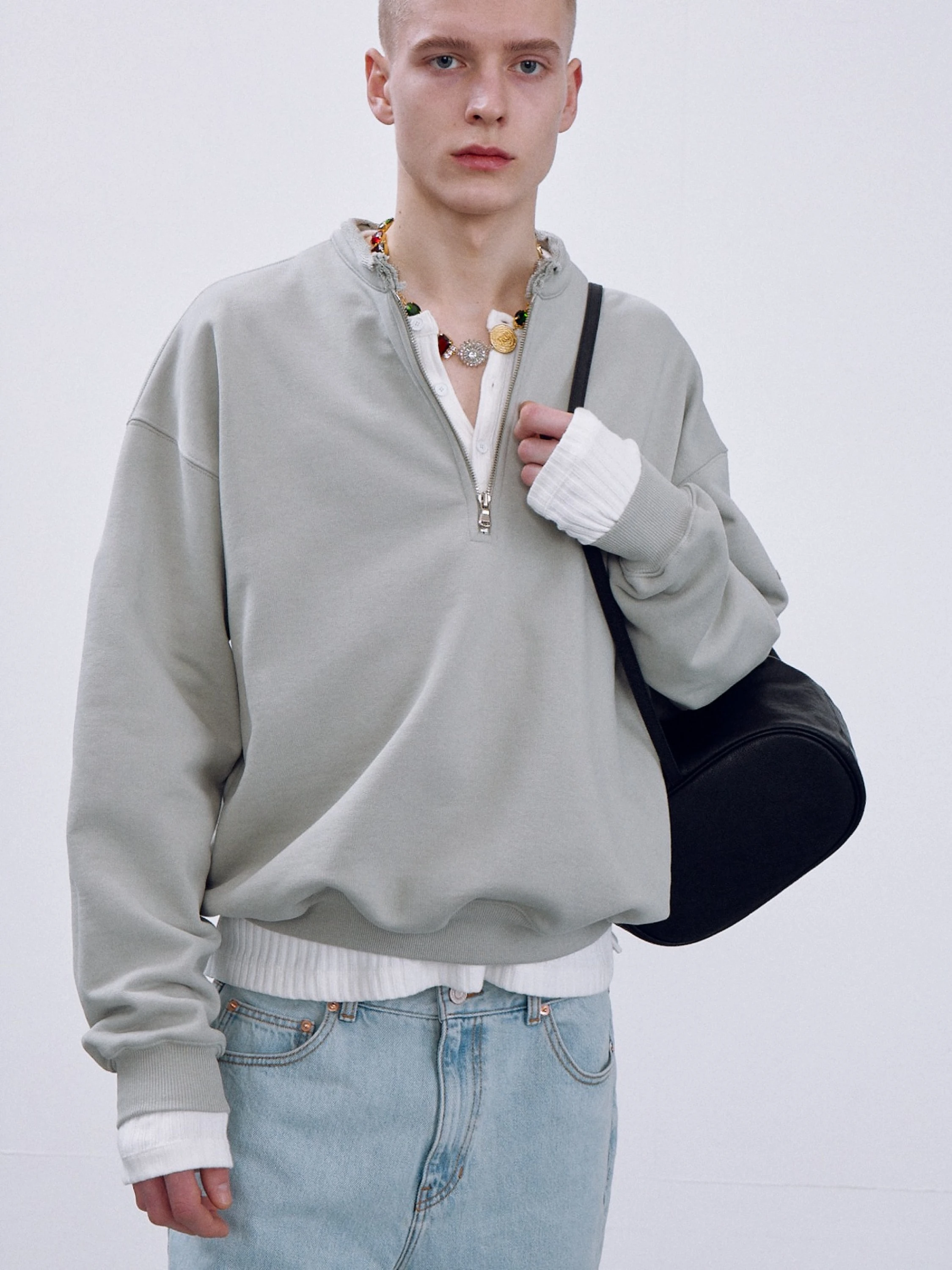 Халф-зип Recto Edge Collar Stand Half Zip-Up Khaki
