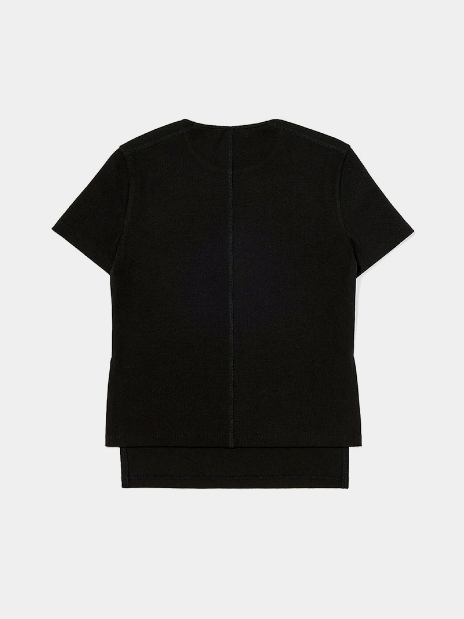 Женская Футболка OPEN YY Ribbed Side Slit Top Black