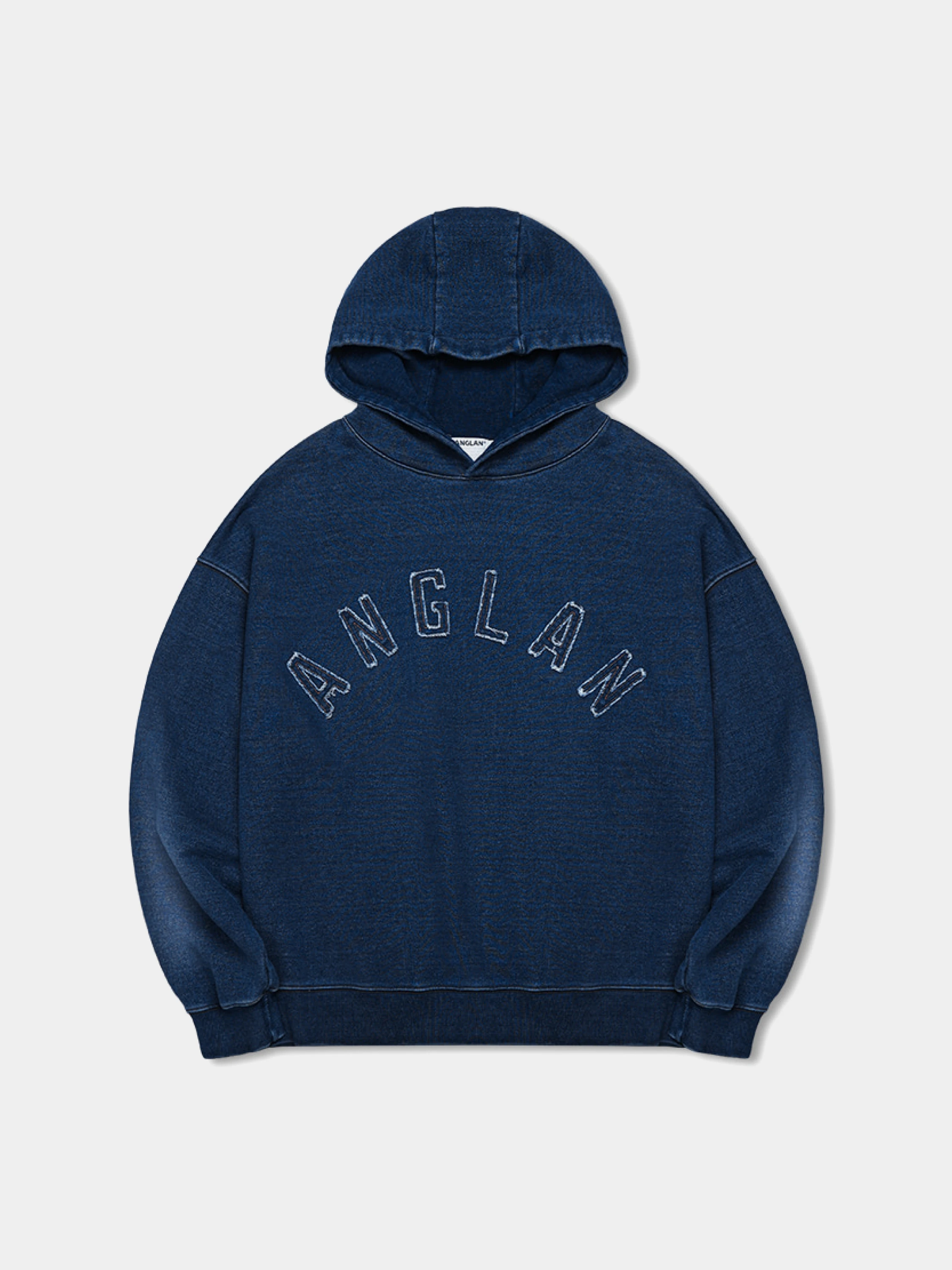 Худи ANGLAN Applique Heavy Sweat Hoodie Indigo Denim