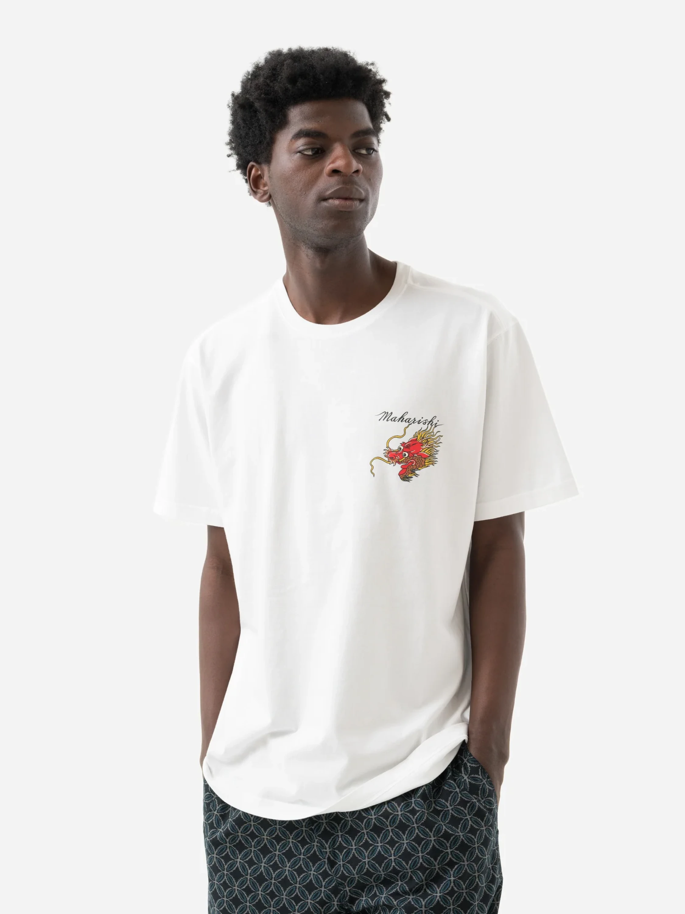 Футболка MAHARISHI 1385 Dragon Map Jerse White