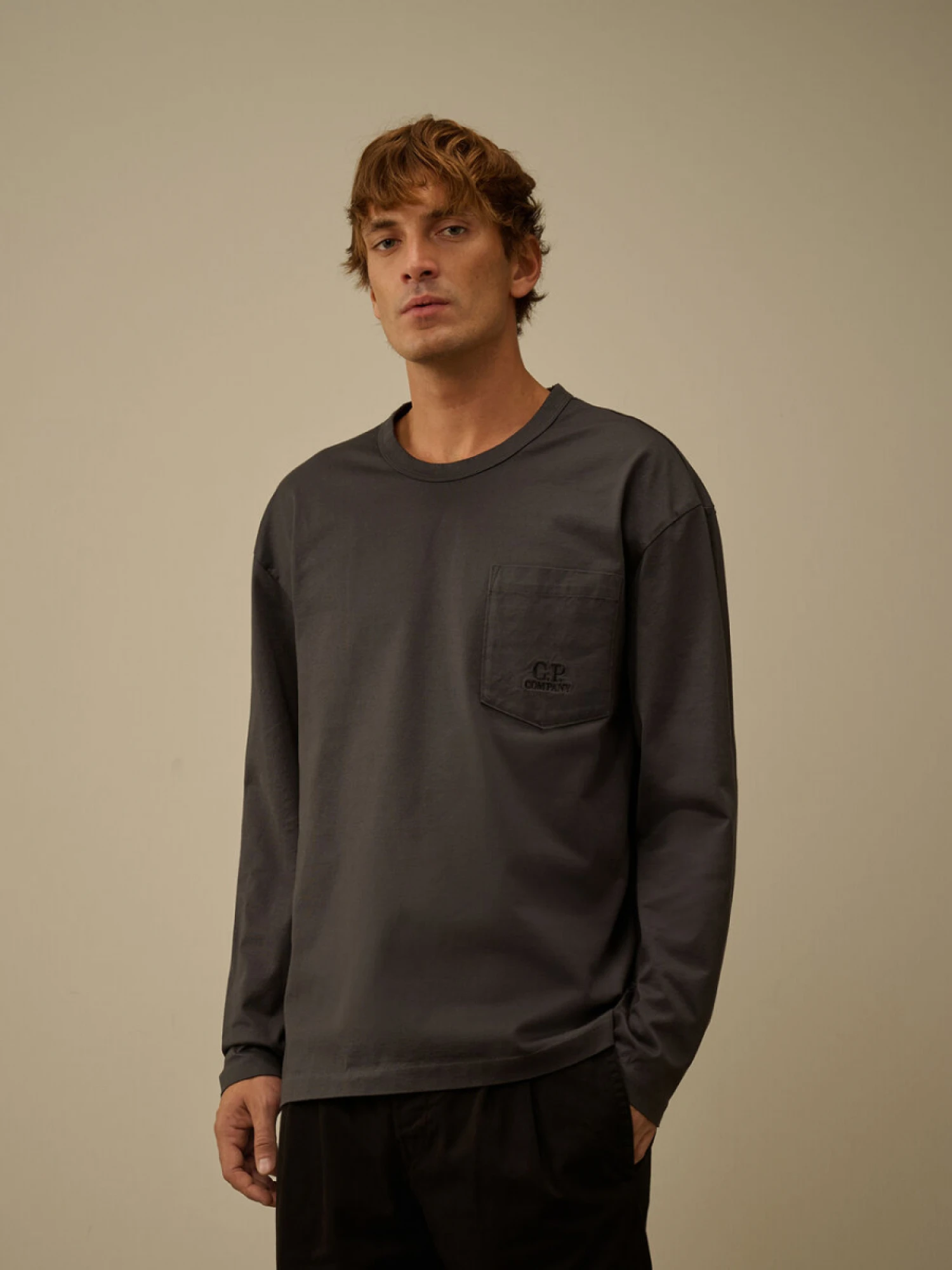 Лонгслив C.P. Company Mercerized 30/2 Jersey Twisted Dark Shadow