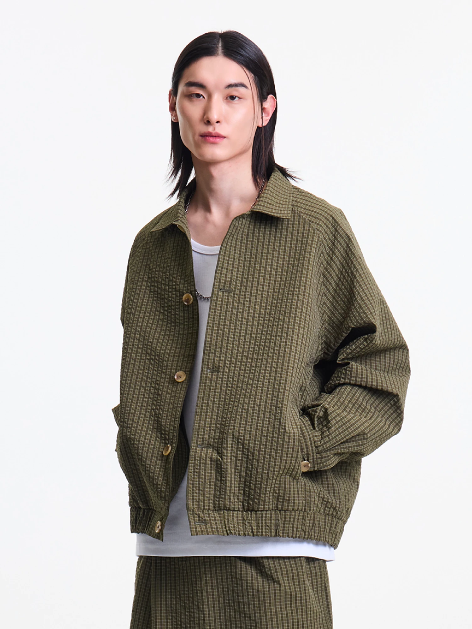 Бомбер MERELY MADE Premium Bubble Check Raglan Blouson Olive Check