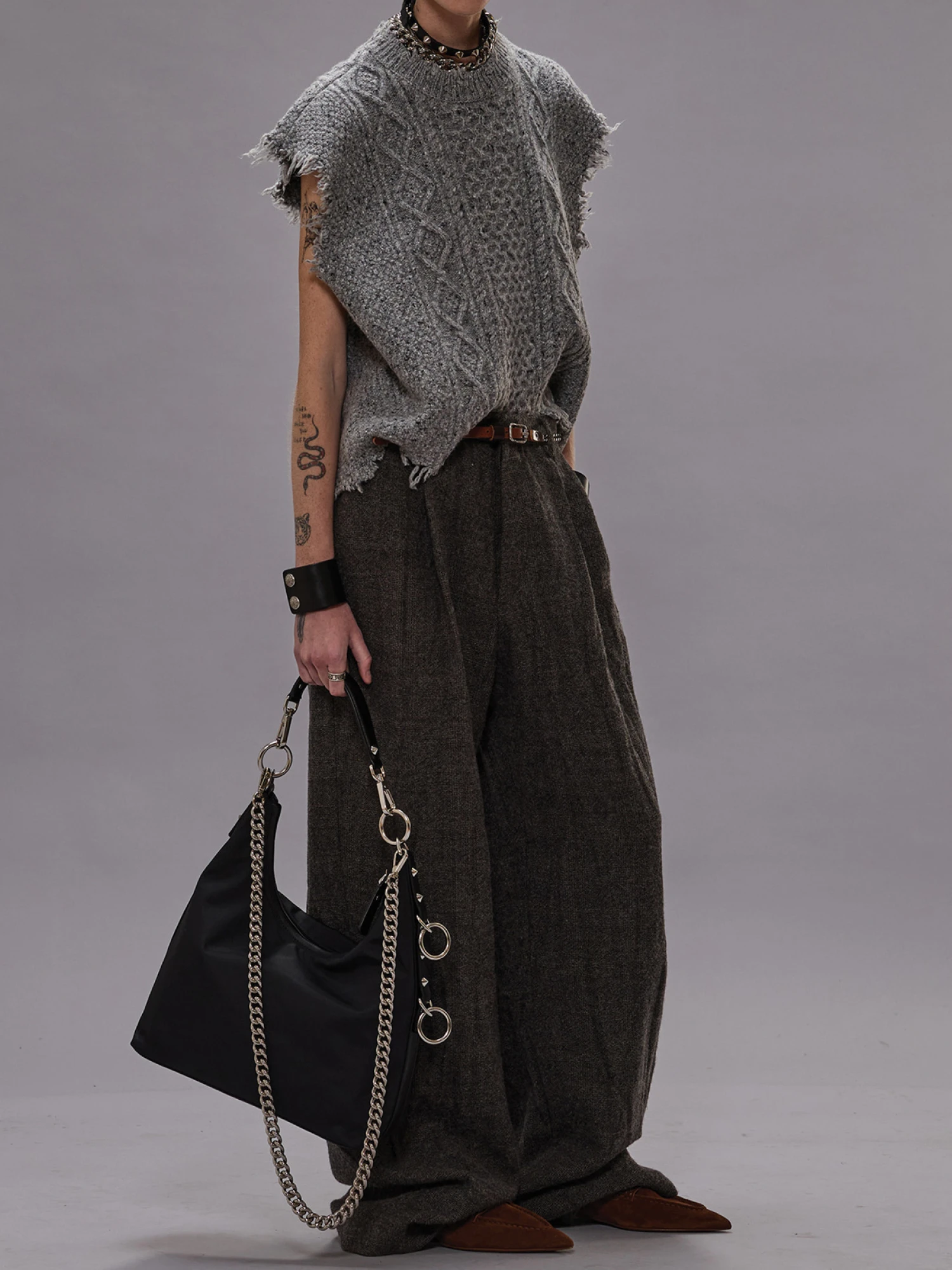 Женский жилет R13 Boyfriend Cable Tweed Heather Grey